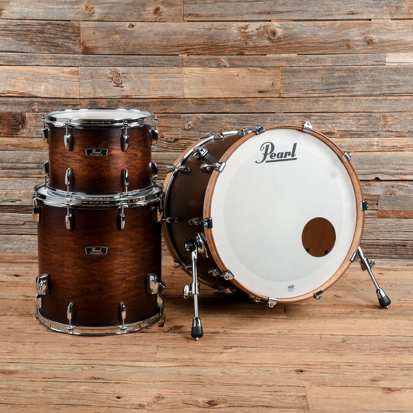Pearl Wood/Fiberglass 3 pc Drum Set 13/16/24 Satin Cocoa Burst USED Drums and Percussion / Acoustic Drums / Full Acoustic Kits