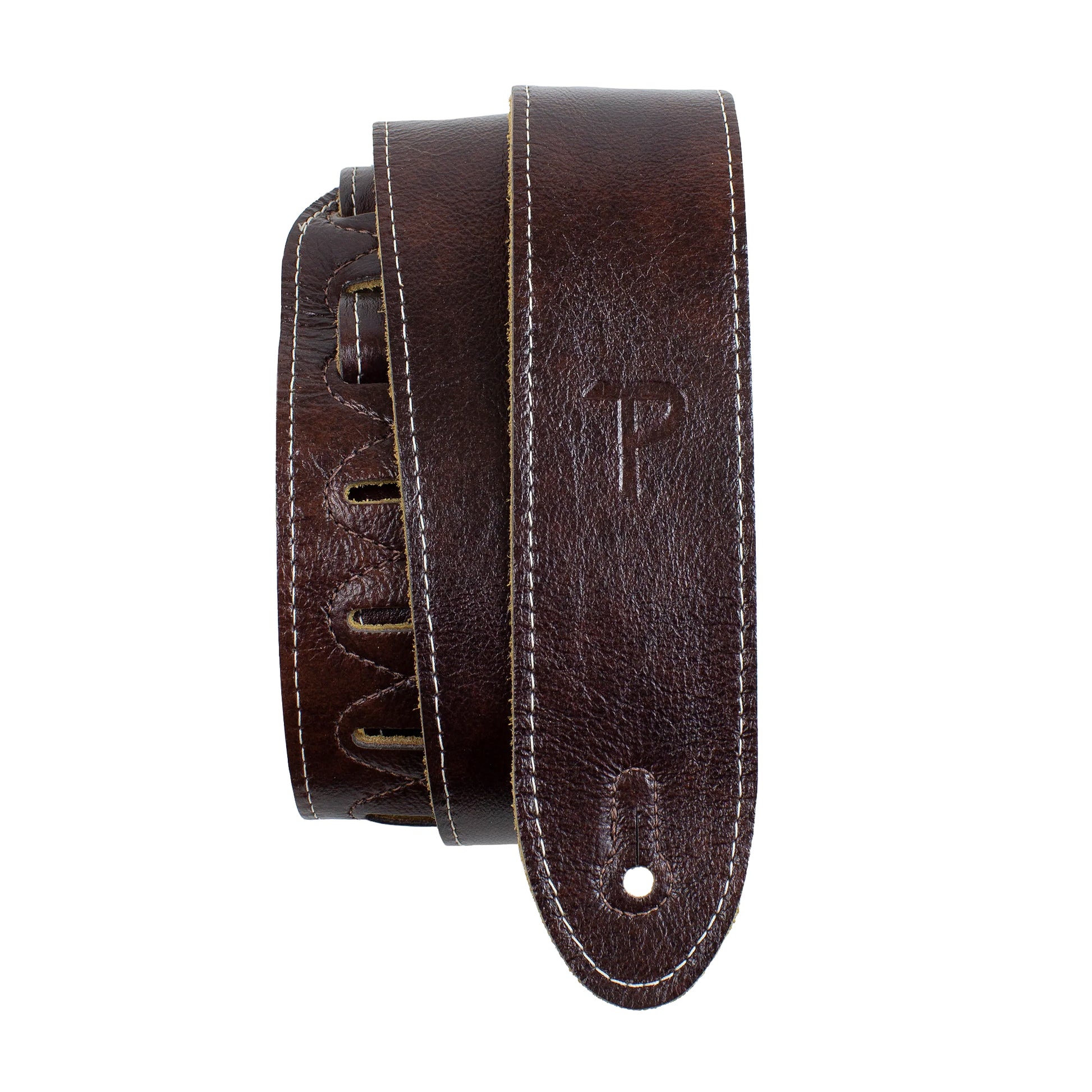 Perri's Deluxe Soft Italian Leather 2" Mahogany Guitar Strap Straps