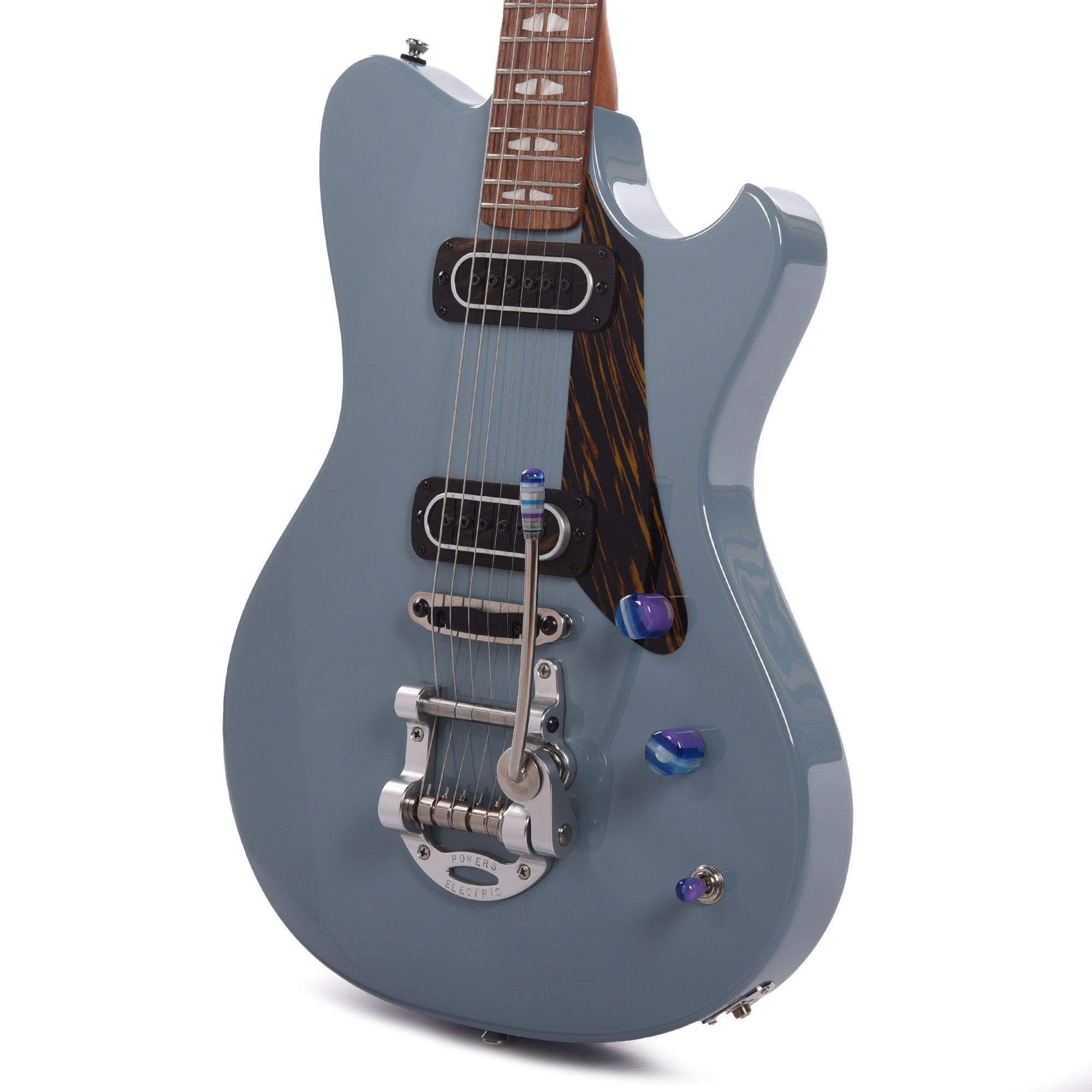 Powers Electric A-Type Pearl Meissen Blue w/PF42 Pickups & Firestripe PIckguard Electric Guitars / Solid Body