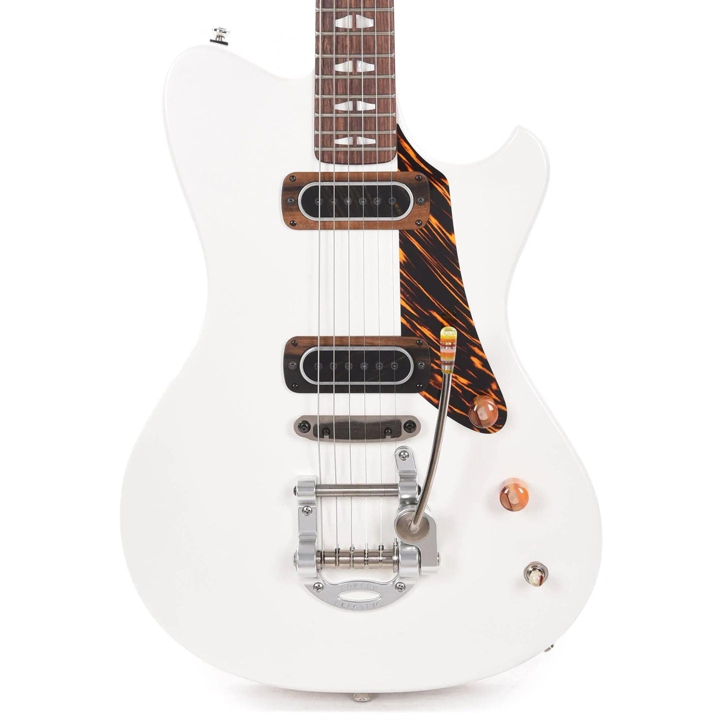 Powers Electric A-Type Pearl White w/PF42 Pickups & Firestripe PIckguard Electric Guitars / Solid Body
