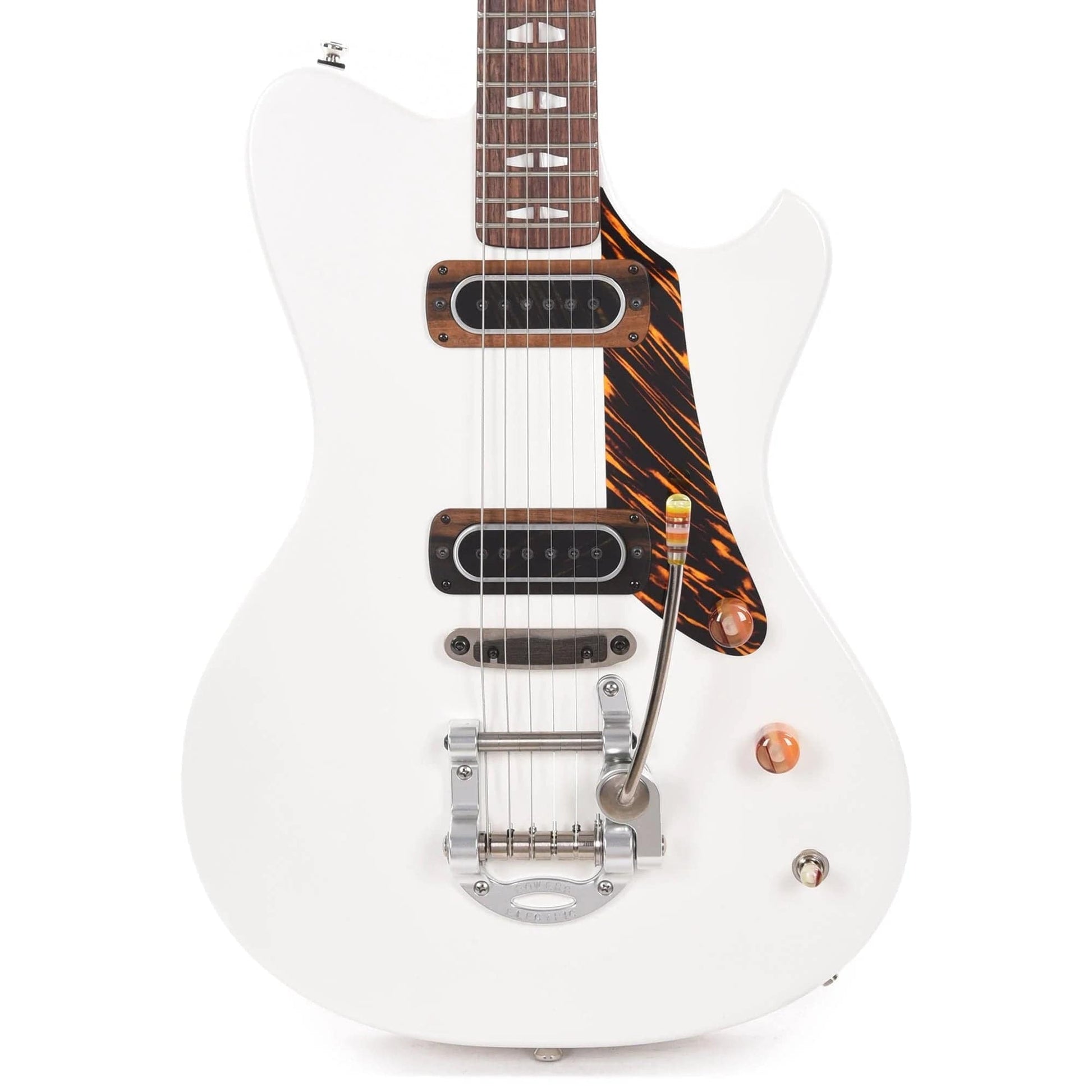 Powers Electric A-Type Pearl White w/PF42 Pickups & Firestripe PIckguard Electric Guitars / Solid Body