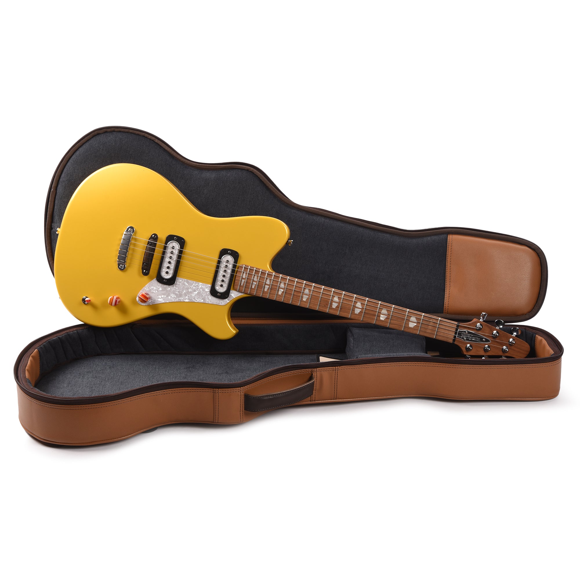 Powers Electric A-Type Saffron Yellow Metallic Hard Tail w/PF42 Pickups Electric Guitars / Solid Body