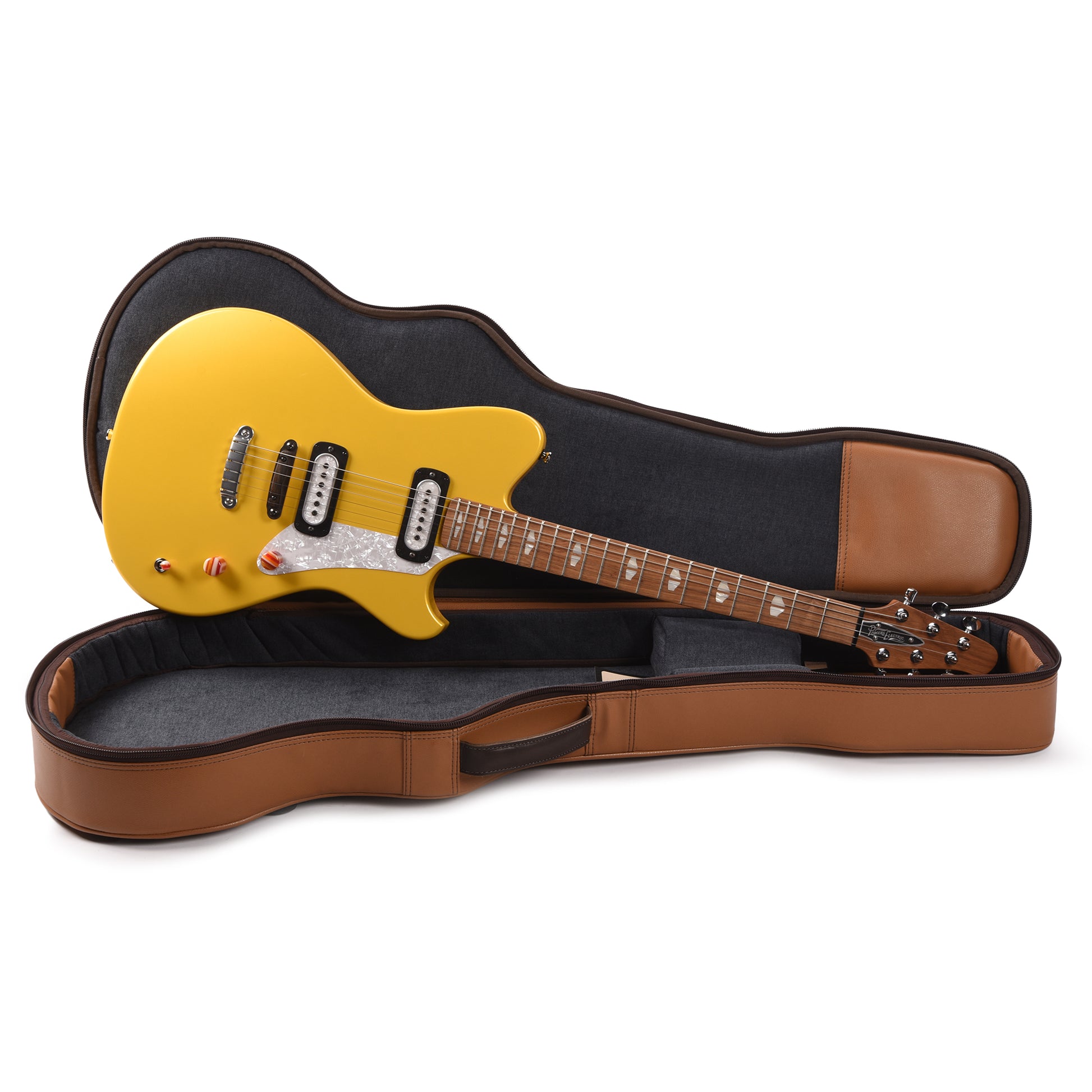 Powers Electric A-Type Saffron Yellow Metallic Hard Tail w/PF42 Pickups Electric Guitars / Solid Body