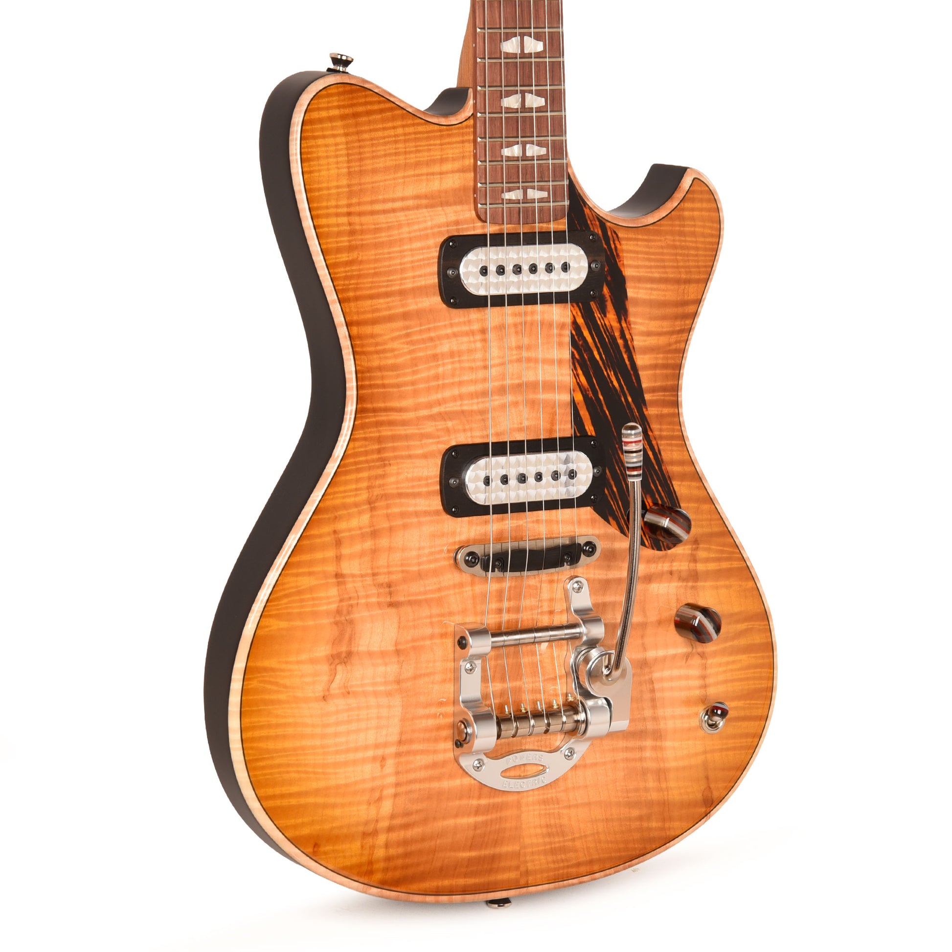 Powers Electric A-Type Select Flame Maple Antique Blonde w/FF42 Pickups Electric Guitars / Solid Body