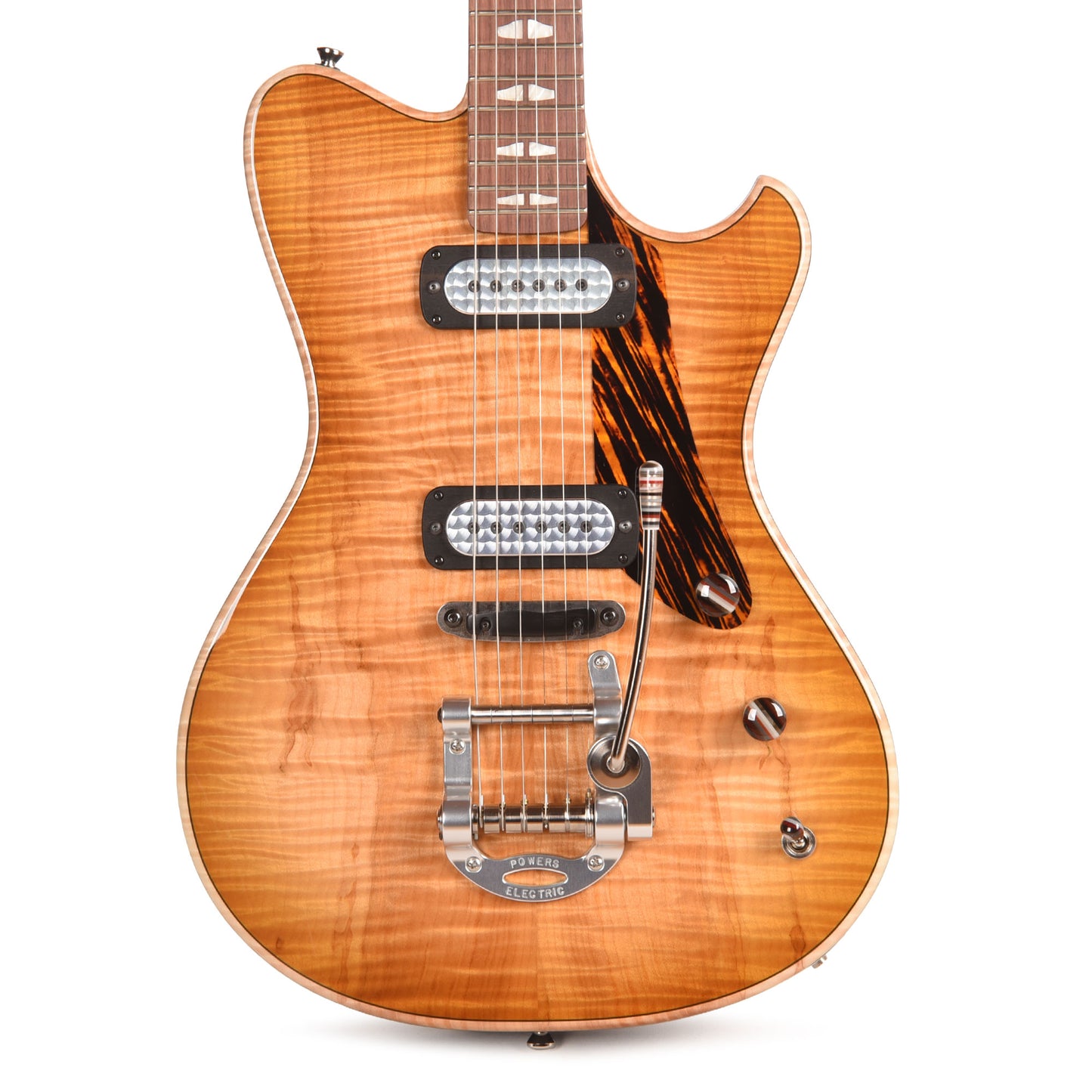 Powers Electric A-Type Select Flame Maple Antique Blonde w/FF42 Pickups Electric Guitars / Solid Body