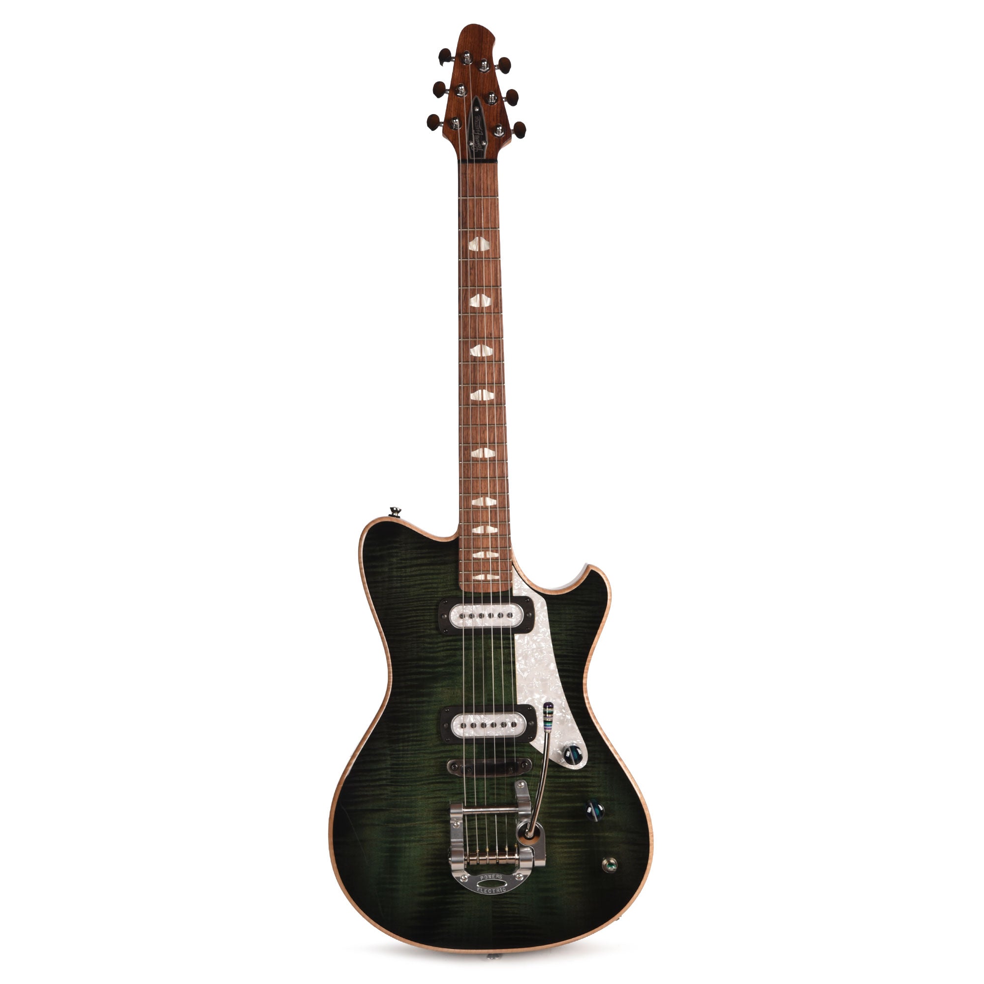 Powers Electric A-Type Select Flame Maple Juniper Green w/PF42 Pickups Electric Guitars / Solid Body