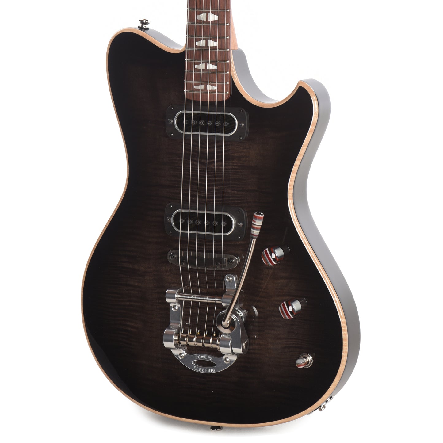 Powers Electric A-Type Select Flame Shadow Black w/PF42 Pickups Electric Guitars / Solid Body