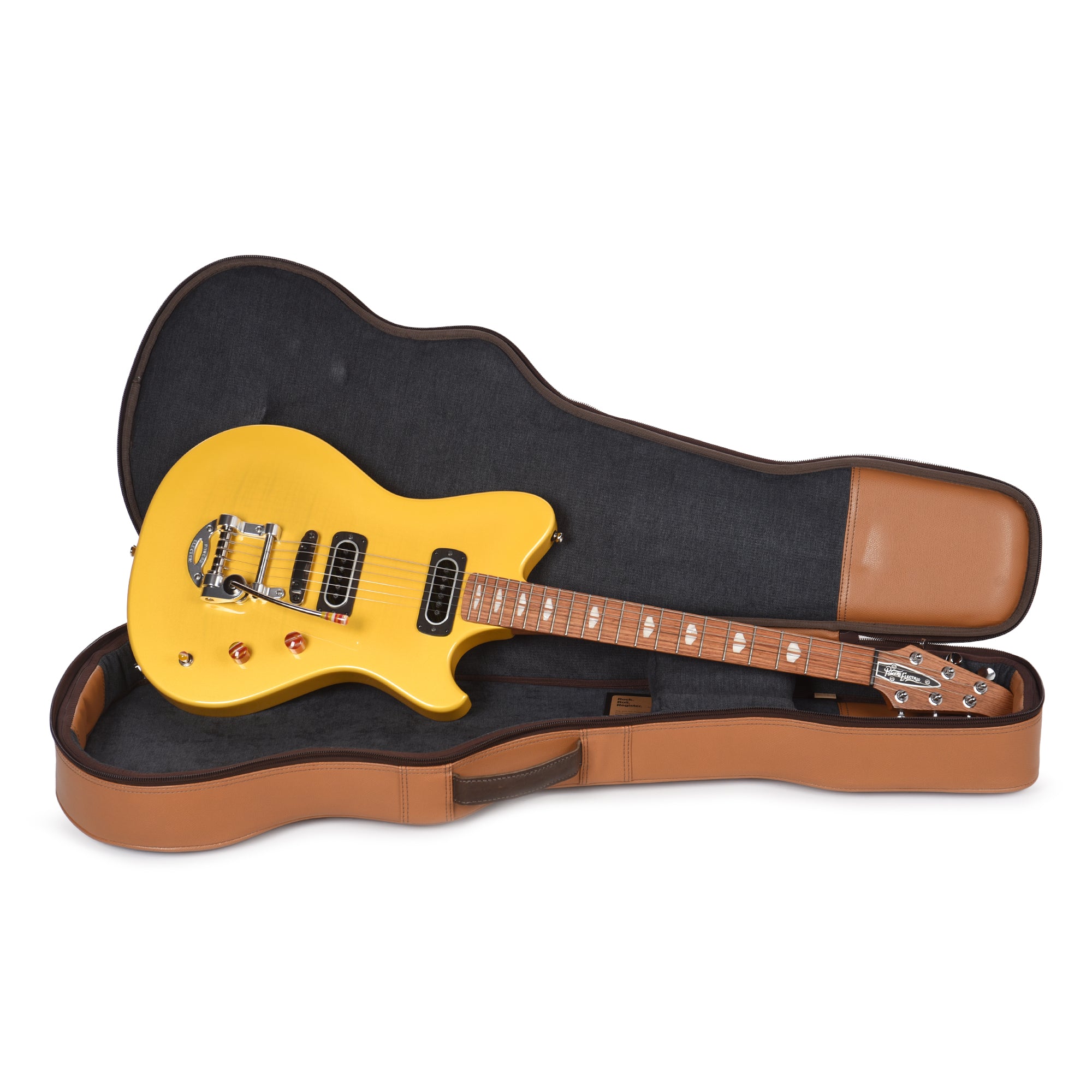 Powers Electric A-Type Select Flame Transparent Saffron Yellow Metallic w/PF42 Pickups Electric Guitars / Solid Body