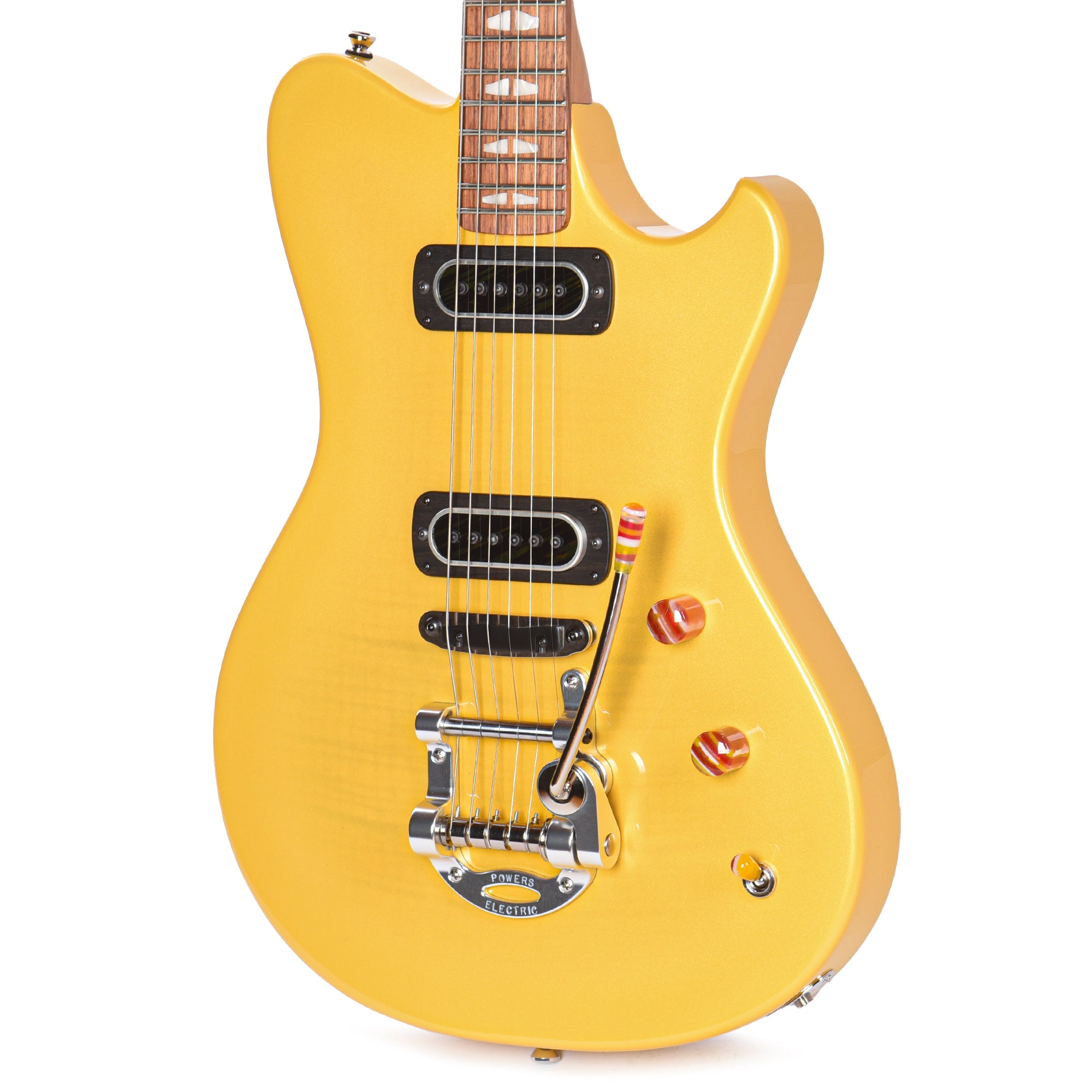 Powers Electric A-Type Select Flame Transparent Saffron Yellow Metallic w/PF42 Pickups Electric Guitars / Solid Body