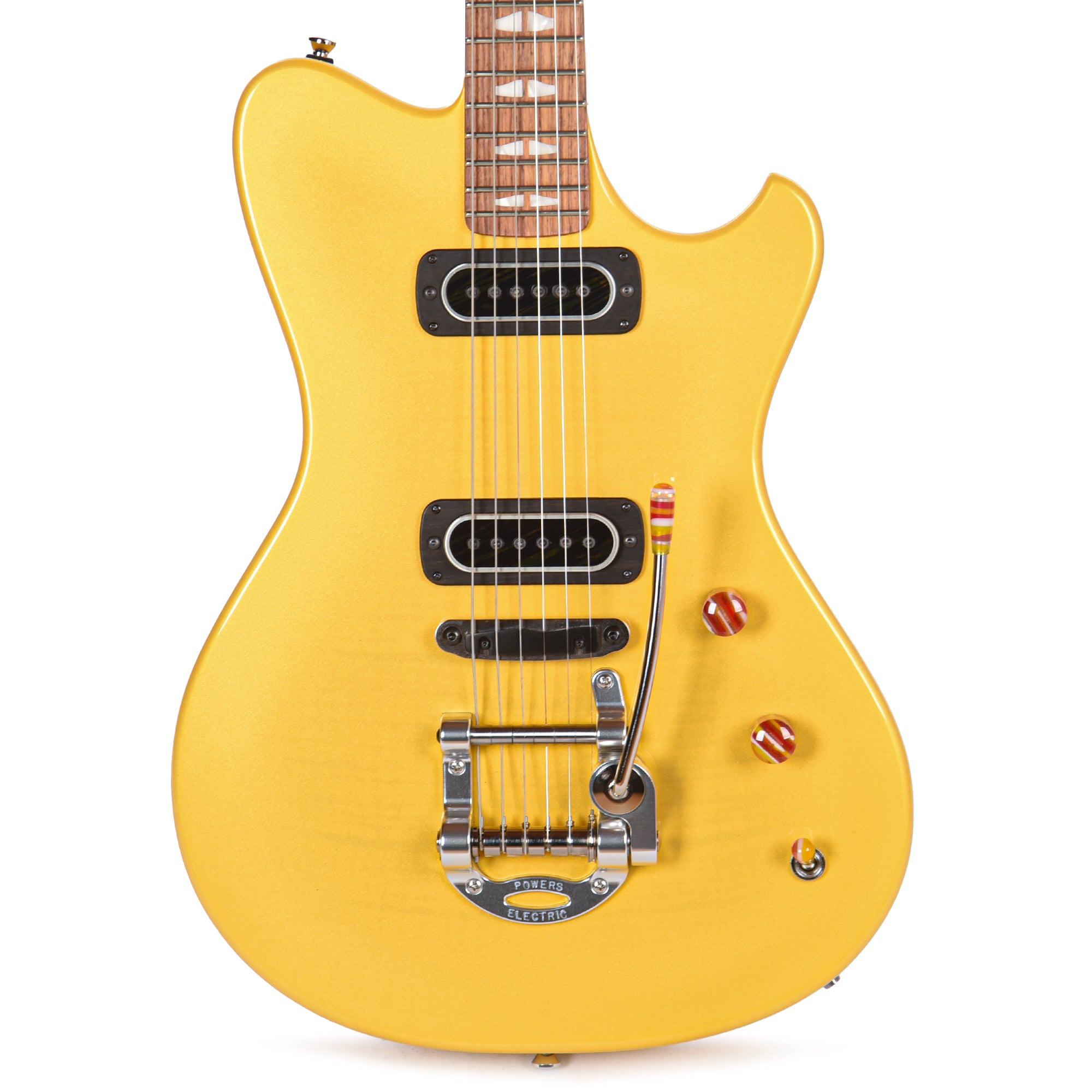 Powers Electric A-Type Select Flame Transparent Saffron Yellow Metallic w/PF42 Pickups Electric Guitars / Solid Body