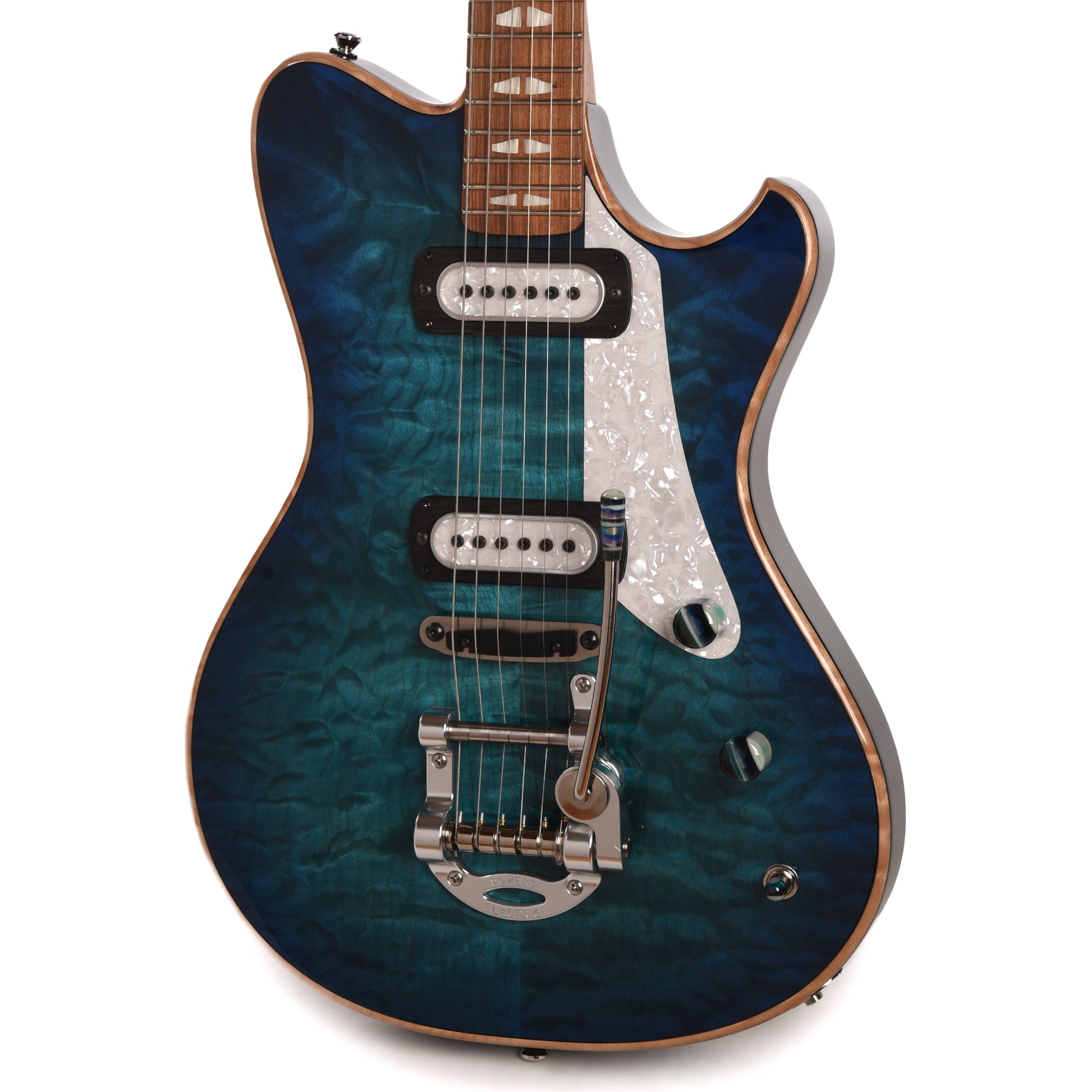 Powers Electric A-Type Select Quilt Blue Lagoon w/PF42 Pickups Electric Guitars / Solid Body