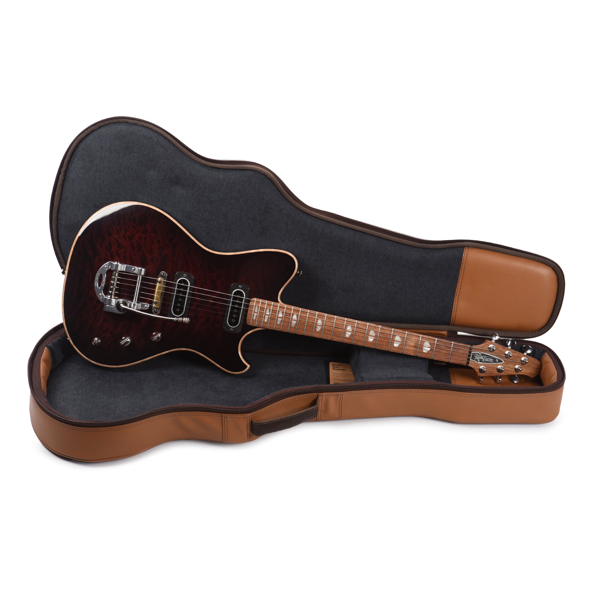 Powers Electric A-Type Select Quilt Dark Cabernet Red w/PF42 Pickups Electric Guitars / Solid Body