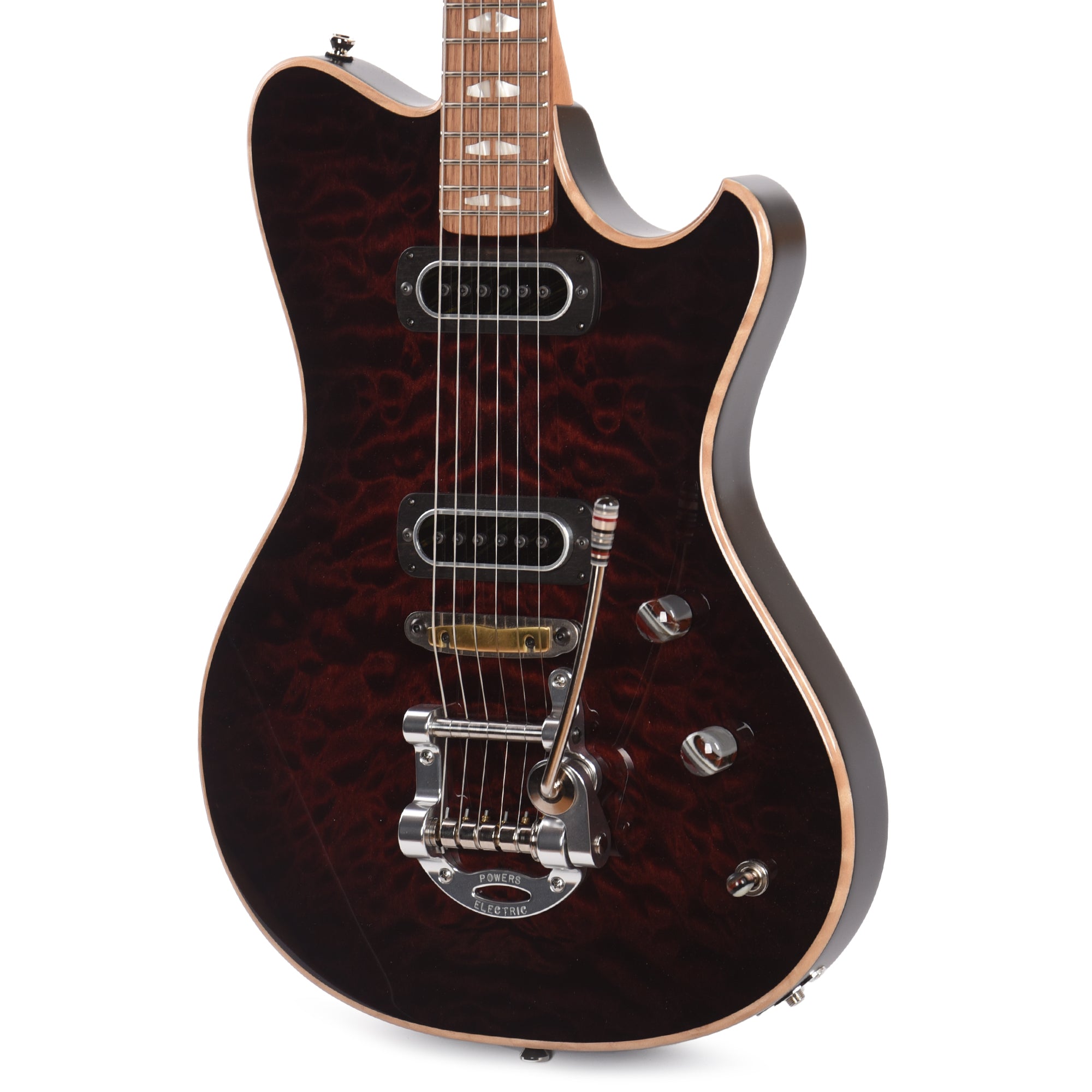 Powers Electric A-Type Select Quilt Dark Cabernet Red w/PF42 Pickups Electric Guitars / Solid Body