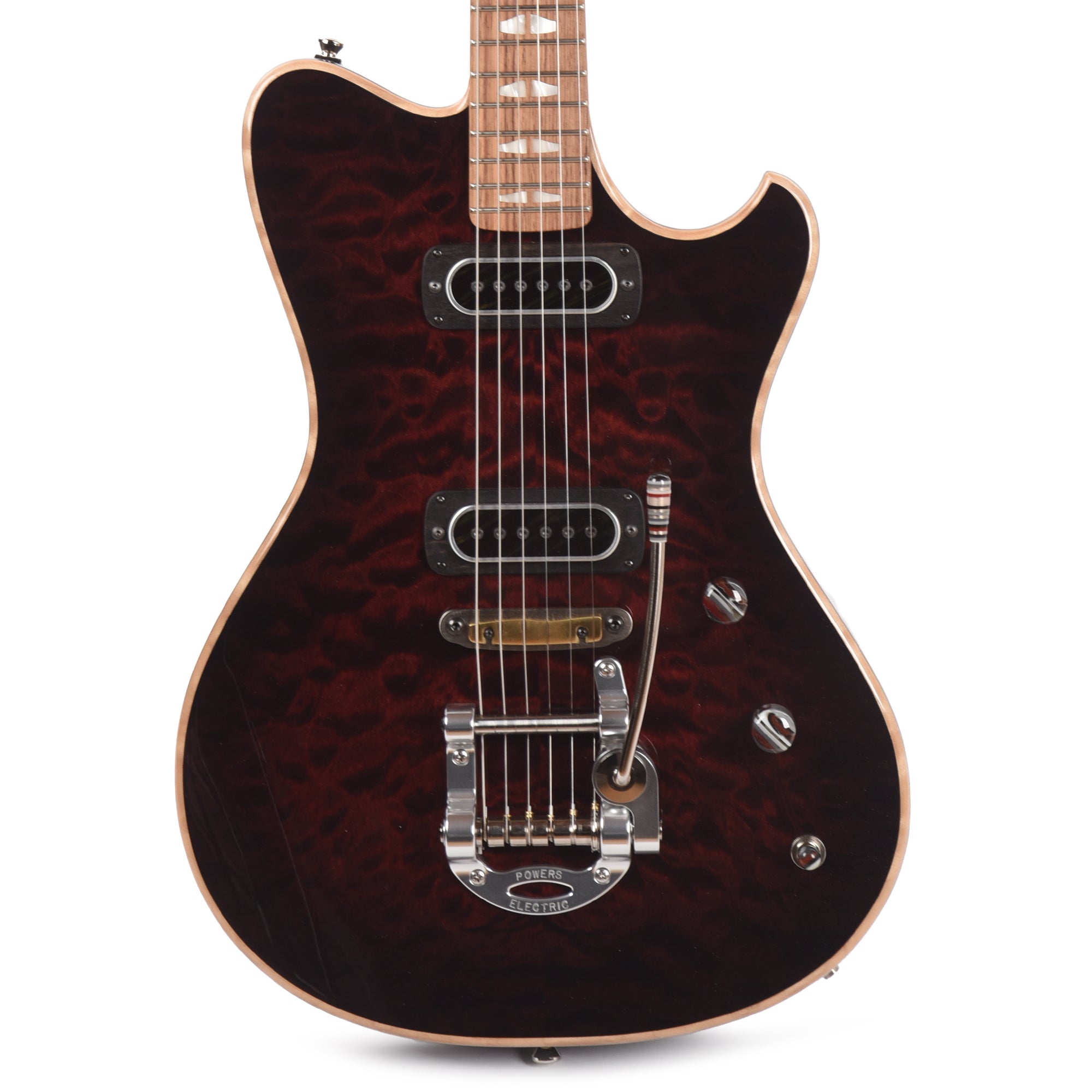 Powers Electric A-Type Select Quilt Dark Cabernet Red w/PF42 Pickups Electric Guitars / Solid Body