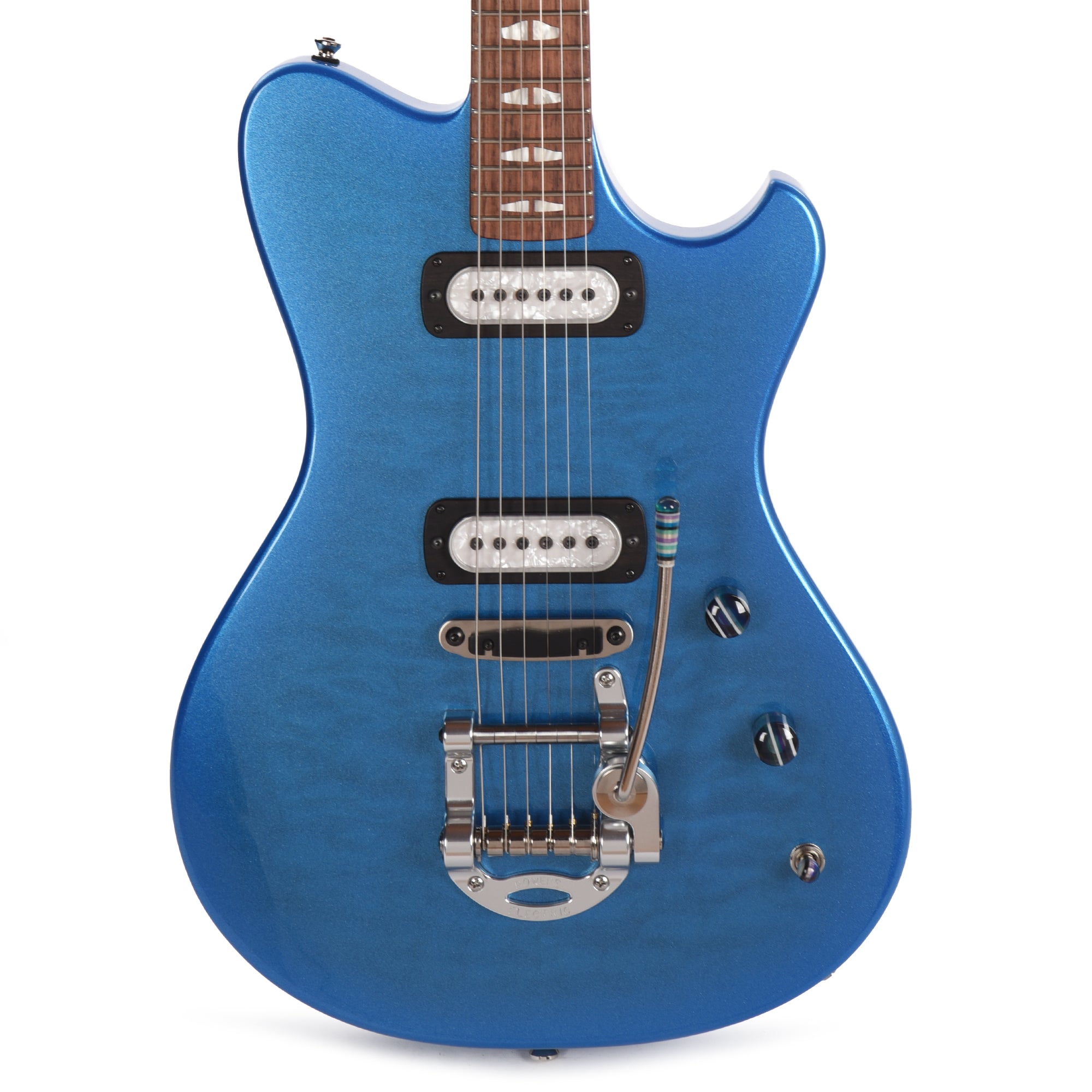 Powers Electric A-Type Select Quilt Ghost Flame Cruise Night Blue w/PF42 Pickups Electric Guitars / Solid Body