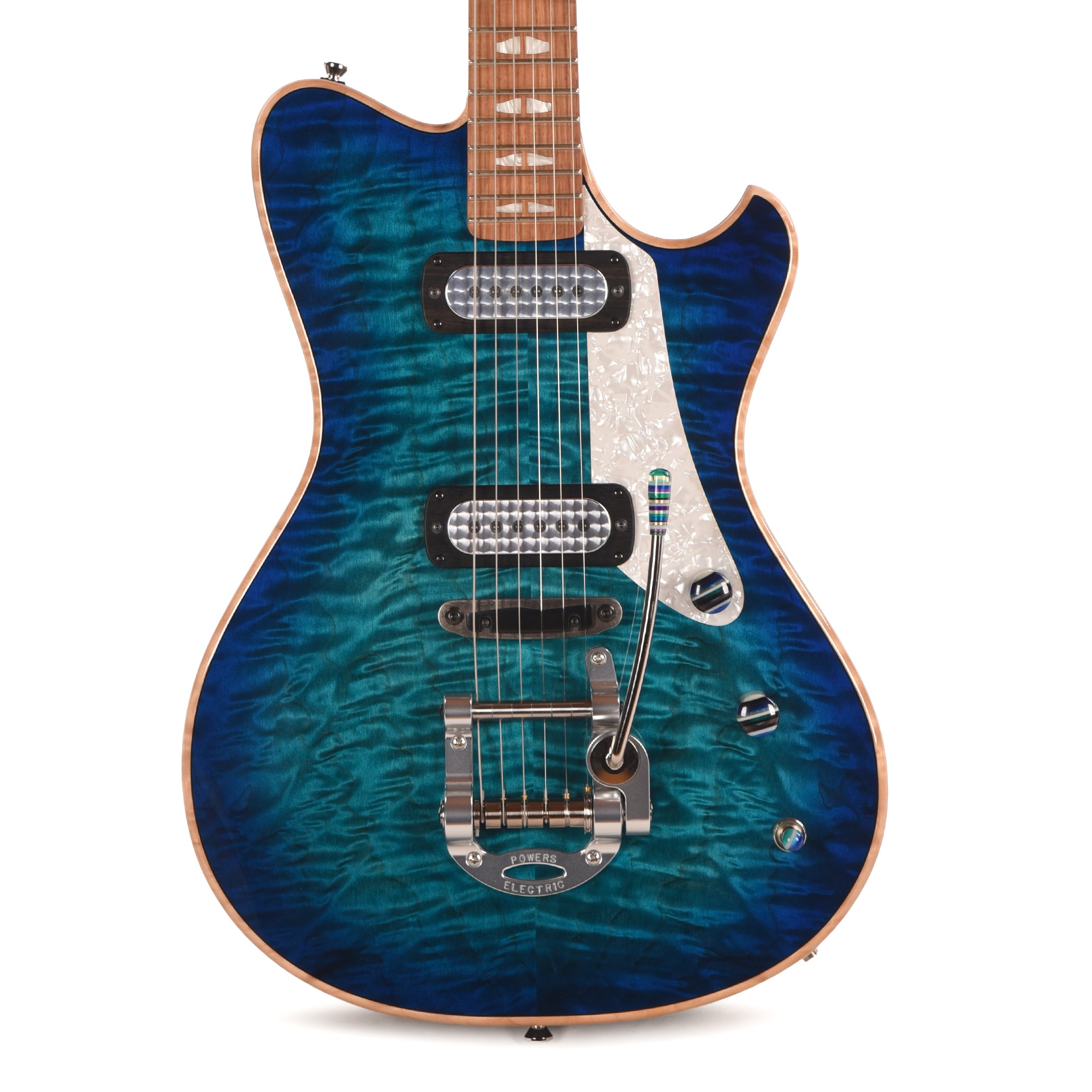 Powers Electric A-Type Select Quilt Maple Blue Lagoon w/FF42 Pickups Electric Guitars / Solid Body