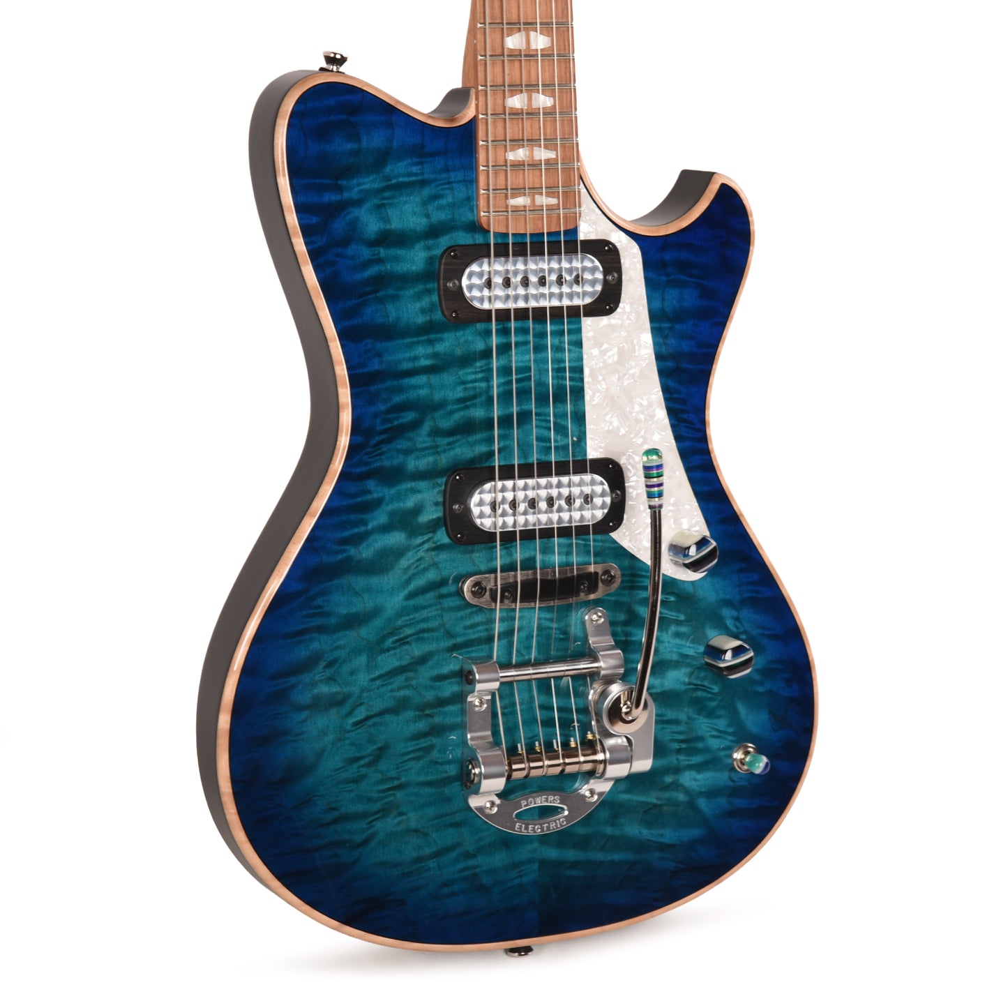 Powers Electric A-Type Select Quilt Maple Blue Lagoon w/FF42 Pickups Electric Guitars / Solid Body