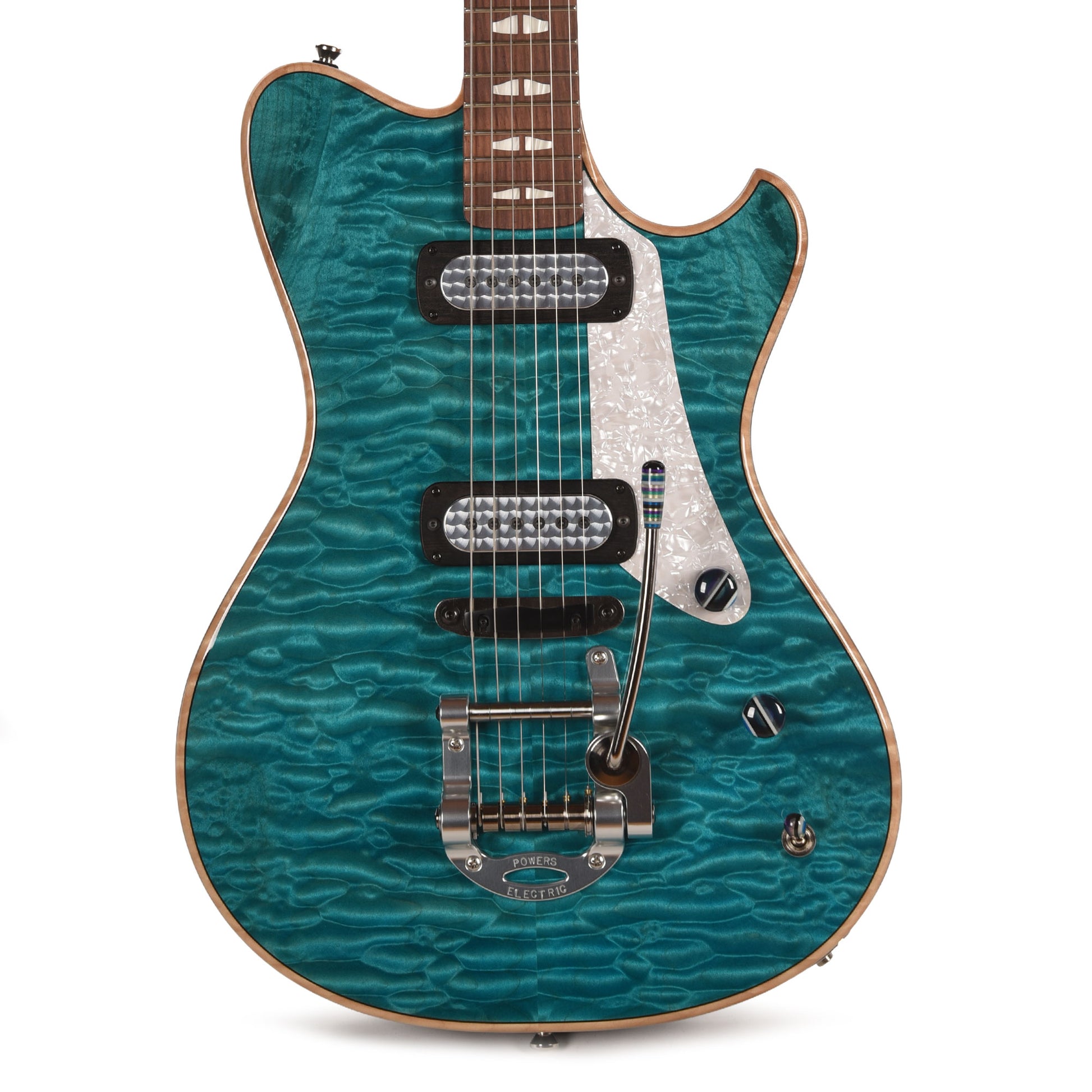 Powers Electric A-Type Select Quilt Maple Custom Koi Blue w/FF42 Pickups Electric Guitars / Solid Body