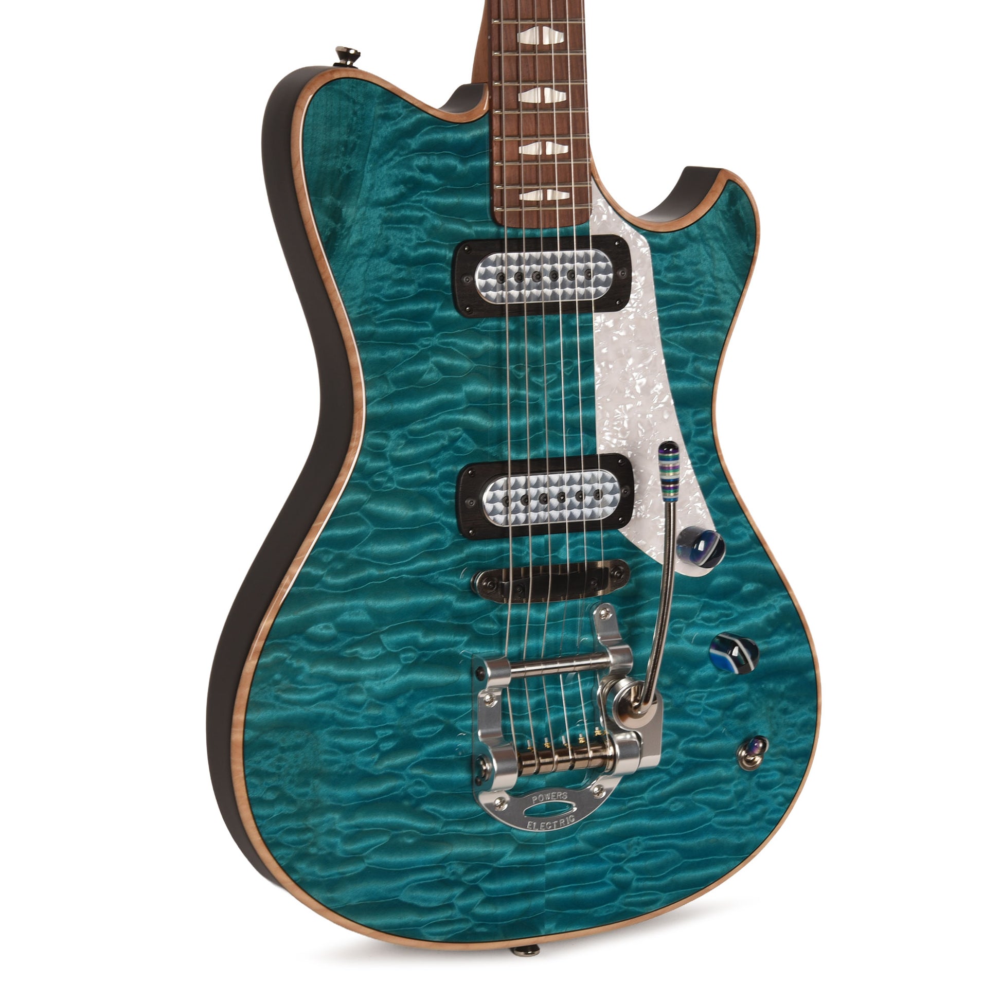 Powers Electric A-Type Select Quilt Maple Custom Koi Blue w/FF42 Pickups Electric Guitars / Solid Body