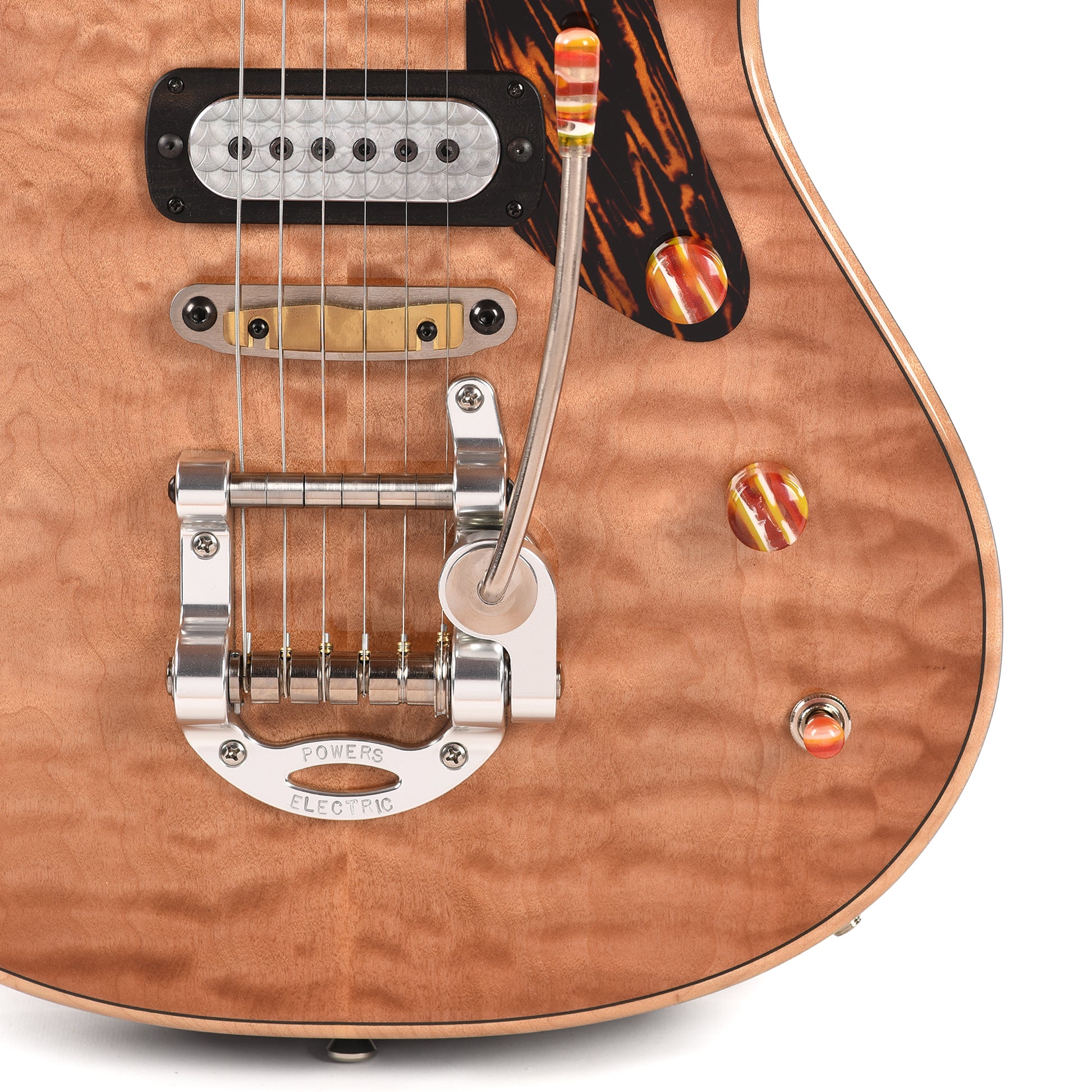 Powers Electric A-Type Select Quilted Maple "A500" 500th Guitar Pale Ale w/FF42 Pickups Electric Guitars / Solid Body