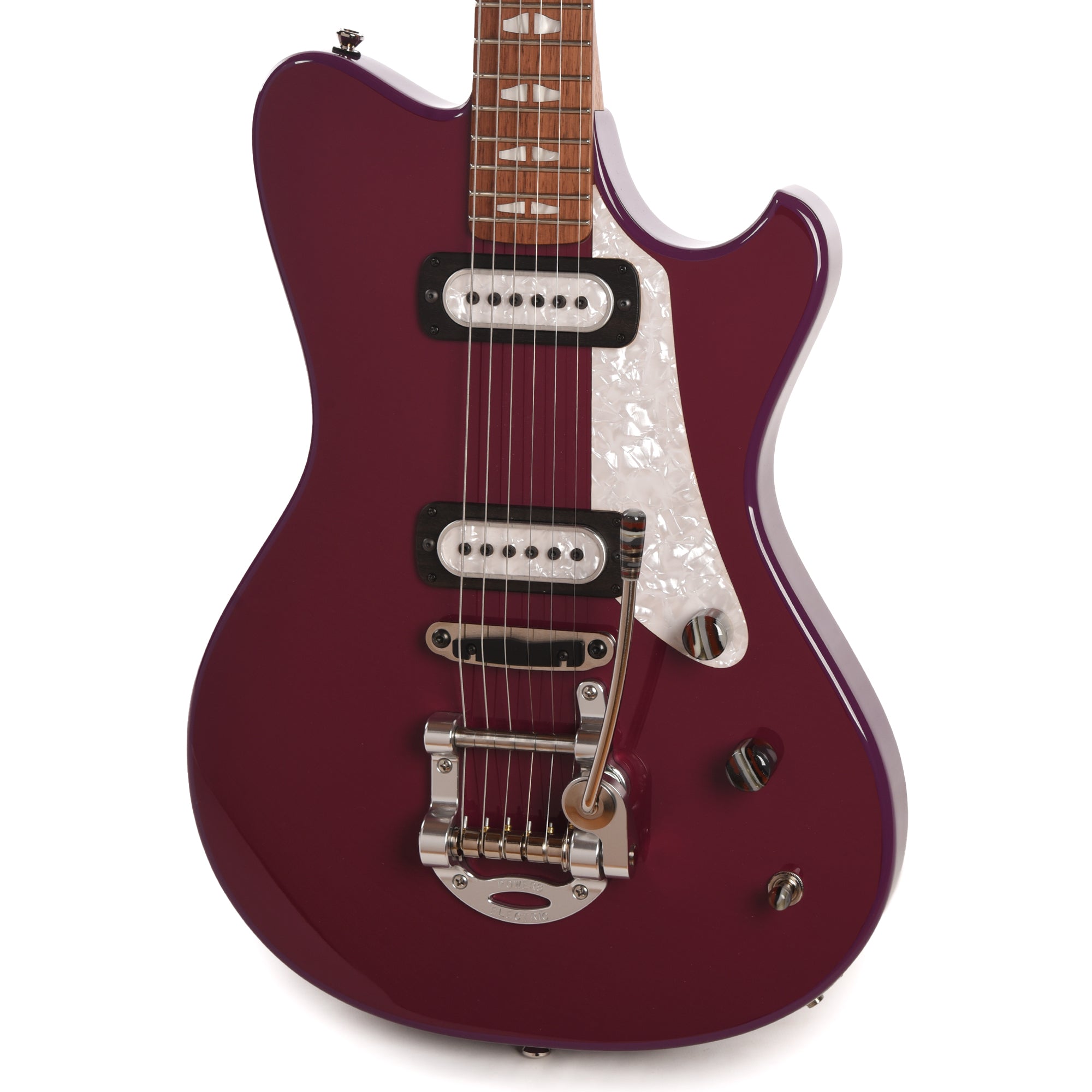 Powers Electric A-Type Two-Tone Aubergine Top & Ruby Star Back/Sides w/PF42 Pickups Electric Guitars / Solid Body