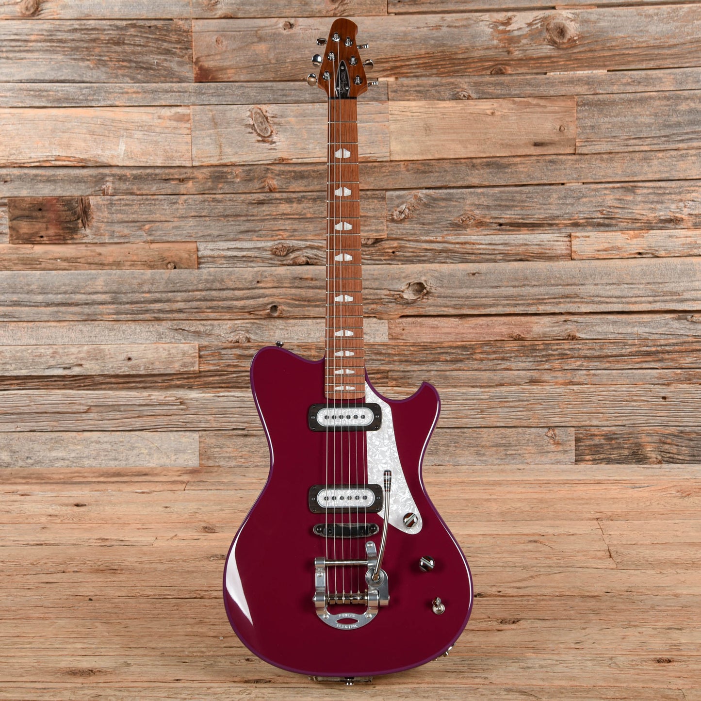 Powers Electric A-Type Two-Tone Aubergine Top & Ruby Star Back/Sides w/PF42 Pickups Electric Guitars / Solid Body