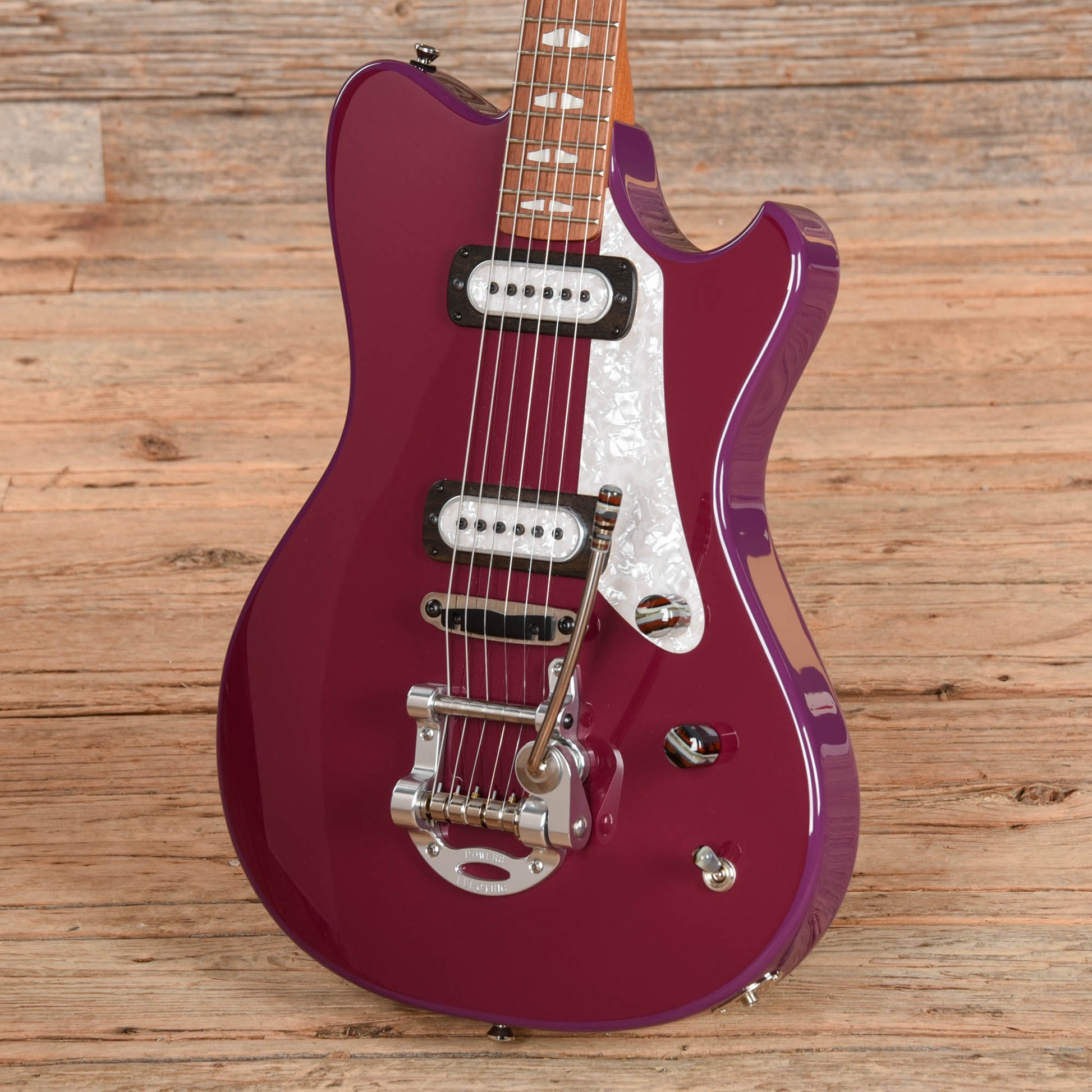 Powers Electric A-Type Two-Tone Aubergine Top & Ruby Star Back/Sides w/PF42 Pickups Electric Guitars / Solid Body