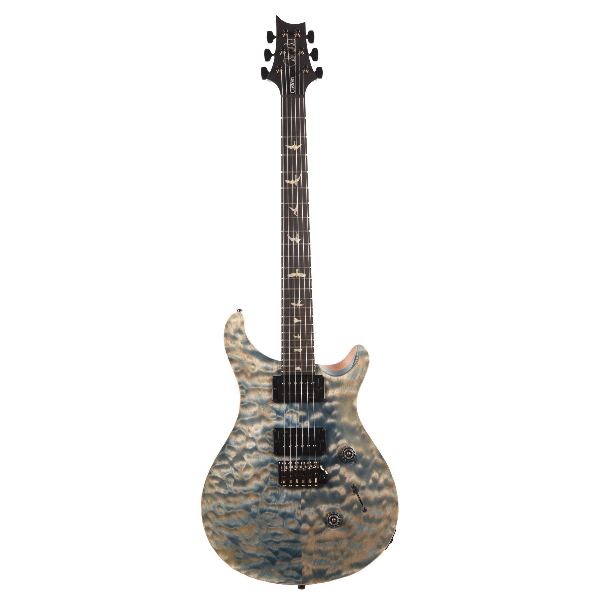 PRS Custom 24 Quilt Artist Top Quilte Maple Top Awabi Birds Private Stock Faded Indigo w/Natural Back Electric Guitars