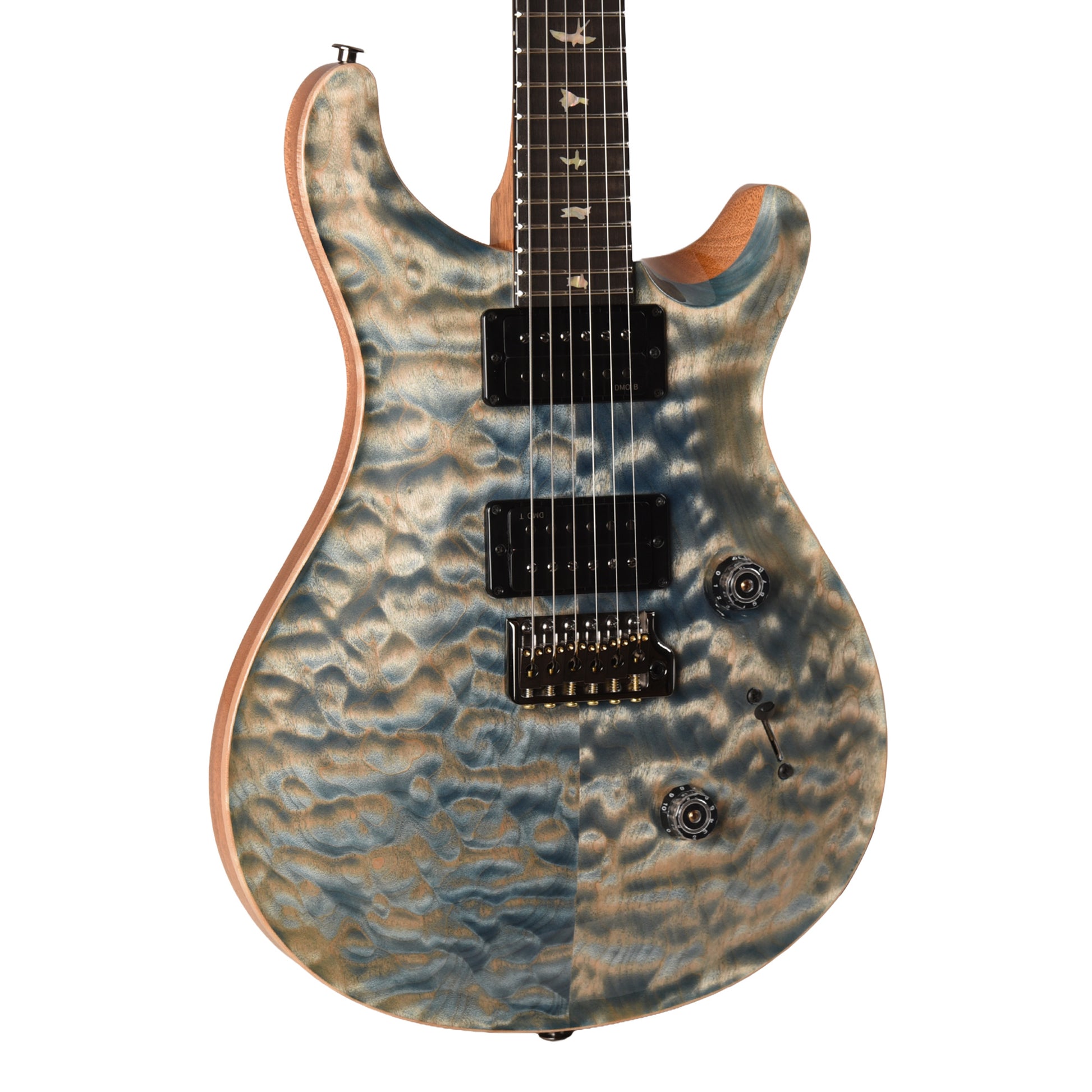 PRS Custom 24 Quilt Artist Top Quilte Maple Top Awabi Birds Private Stock Faded Indigo w/Natural Back Electric Guitars