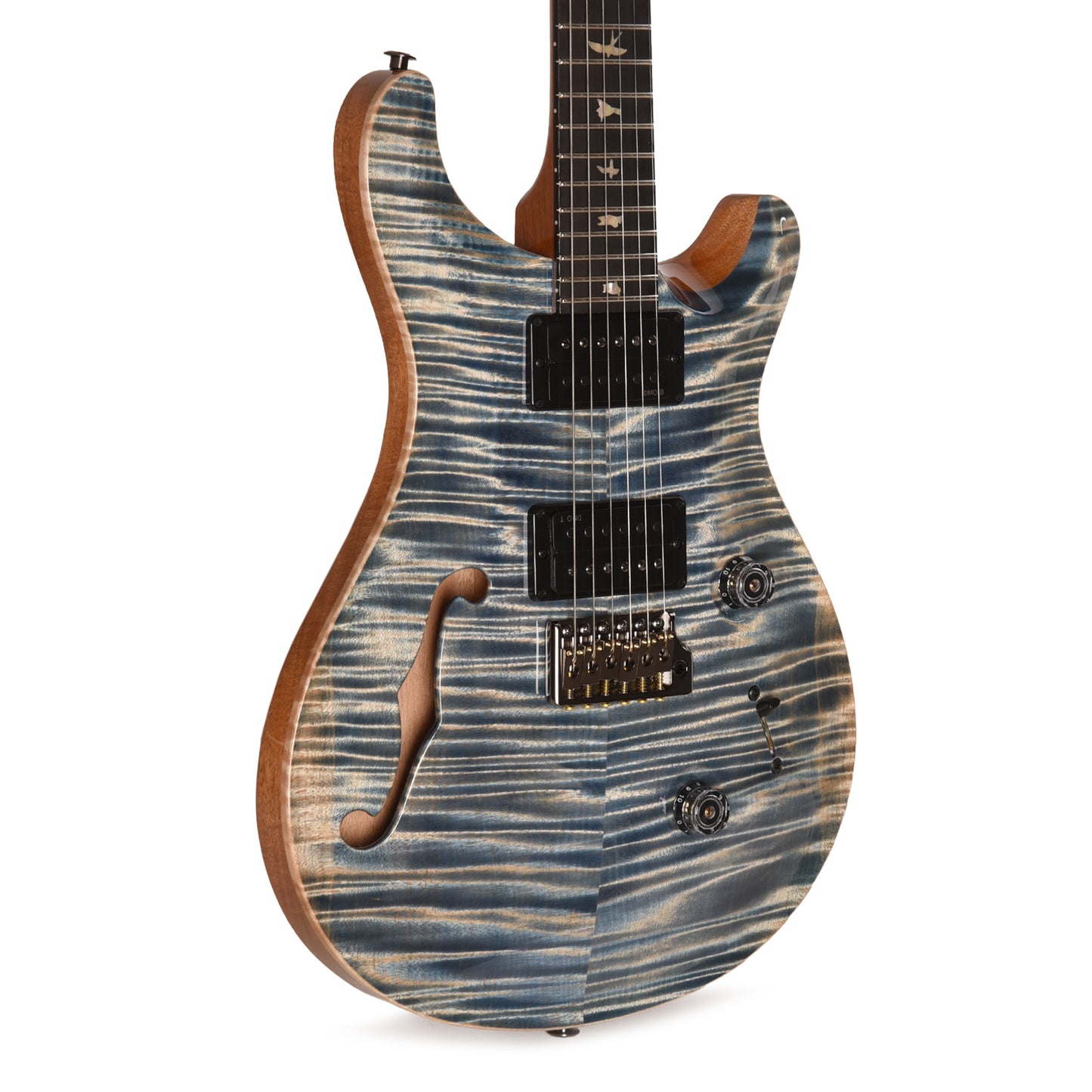 PRS Custom 24 Semi-Hollow Artist Flame Maple Top Awabi Birds Private Stock Faded Indigo w/Natural Back Electric Guitars
