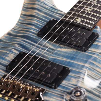 PRS Custom 24 Semi-Hollow Artist Flame Maple Top Awabi Birds Private Stock Faded Indigo w/Natural Back Electric Guitars