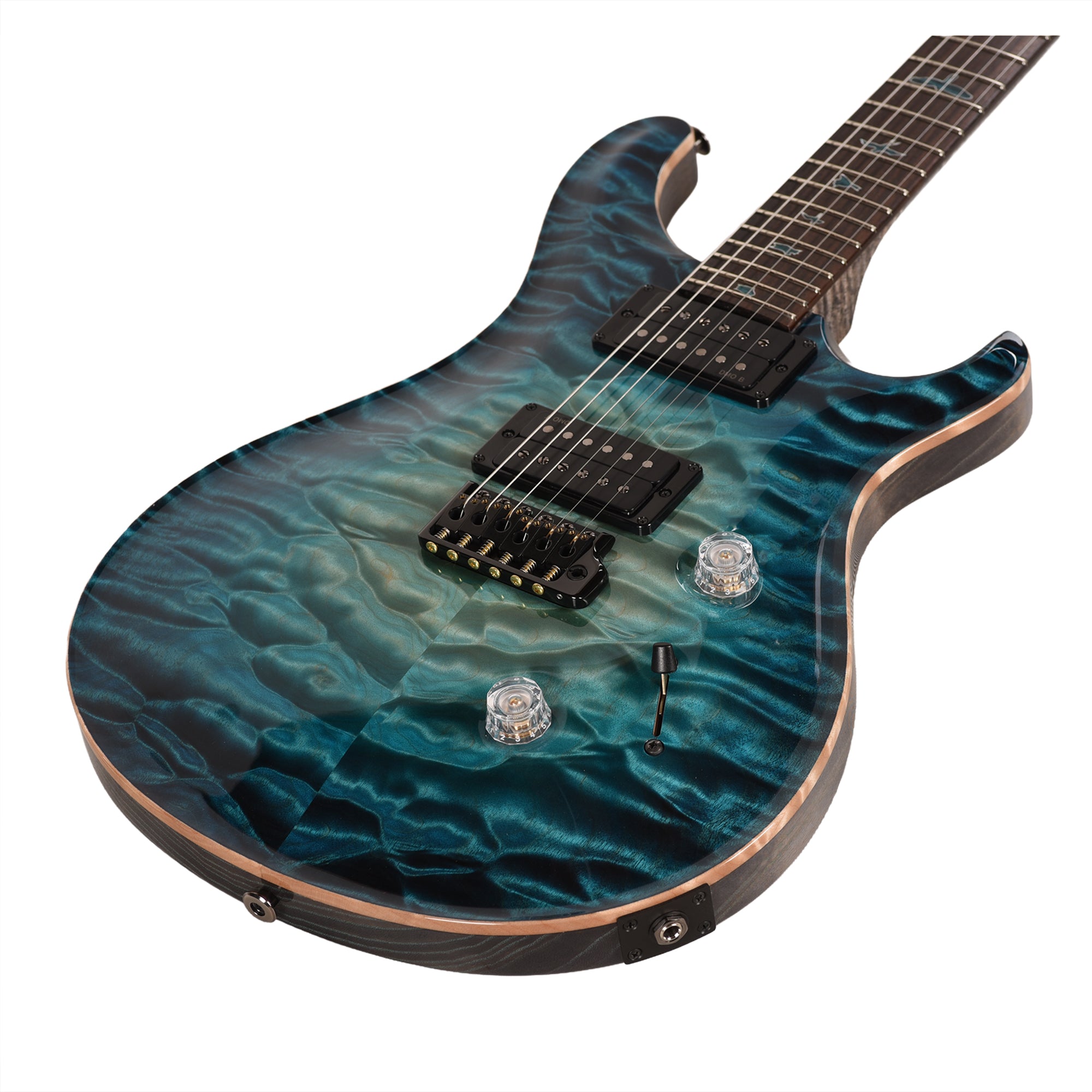 PRS Private Stock #12221 Custom 24 Quilted Maple/Swamp Ash Bahamian Blue Glow w/Charcoal Stained Curly Maple Neck Electric Guitars