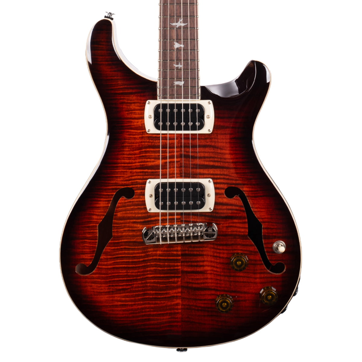 PRS SE Flat Back Hollowbody I Piezo Orange Tiger Smokeburst Electric Guitars