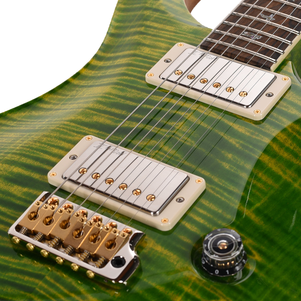 PRS Wood Library McCarty Tremolo Flame 10-Top Emerald w/"408" Switching, Natural Back & Stained Neck Electric Guitars