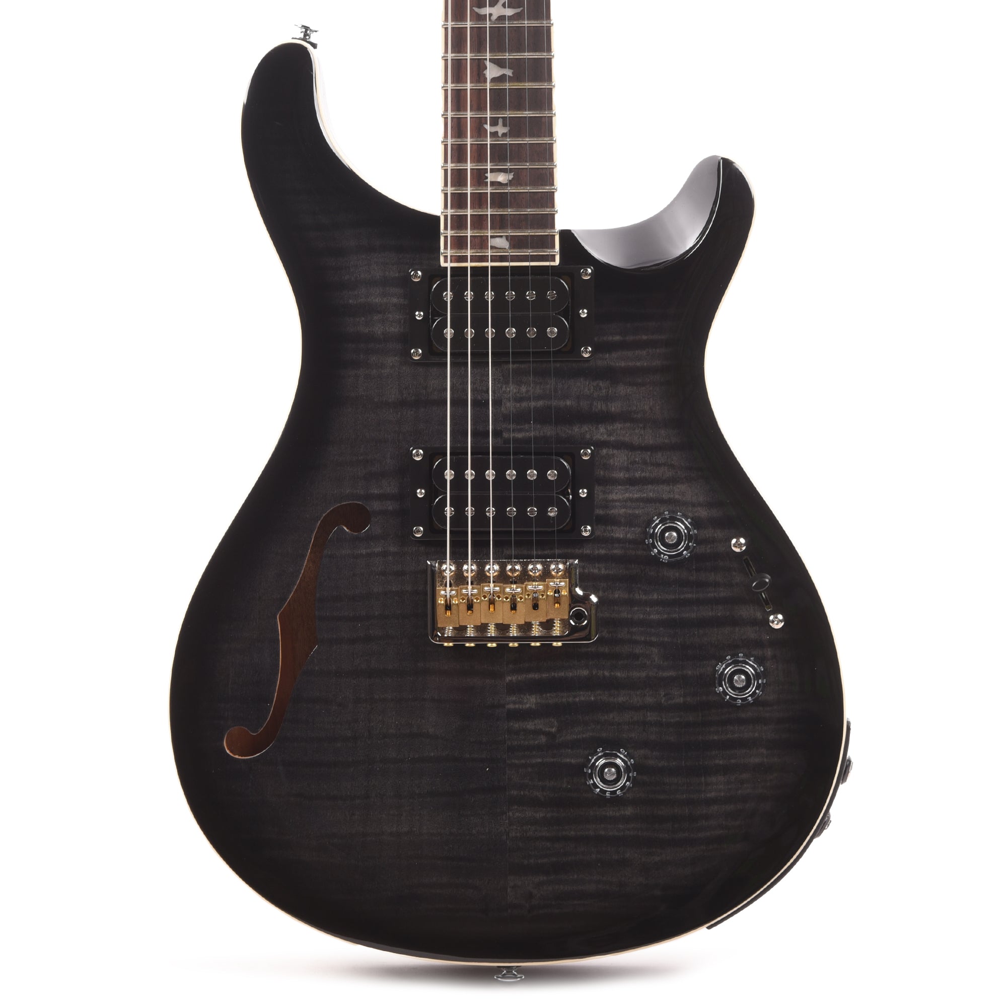 PRS SE Custom 24 Semi-Hollow Piezo Charcoal Burst Electric Guitars / Semi-Hollow
