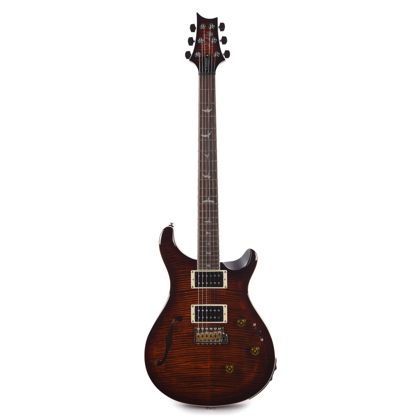 PRS SE Custom 24 Semi-Hollow Piezo Orange Tiger Smokeburst Electric Guitars / Semi-Hollow