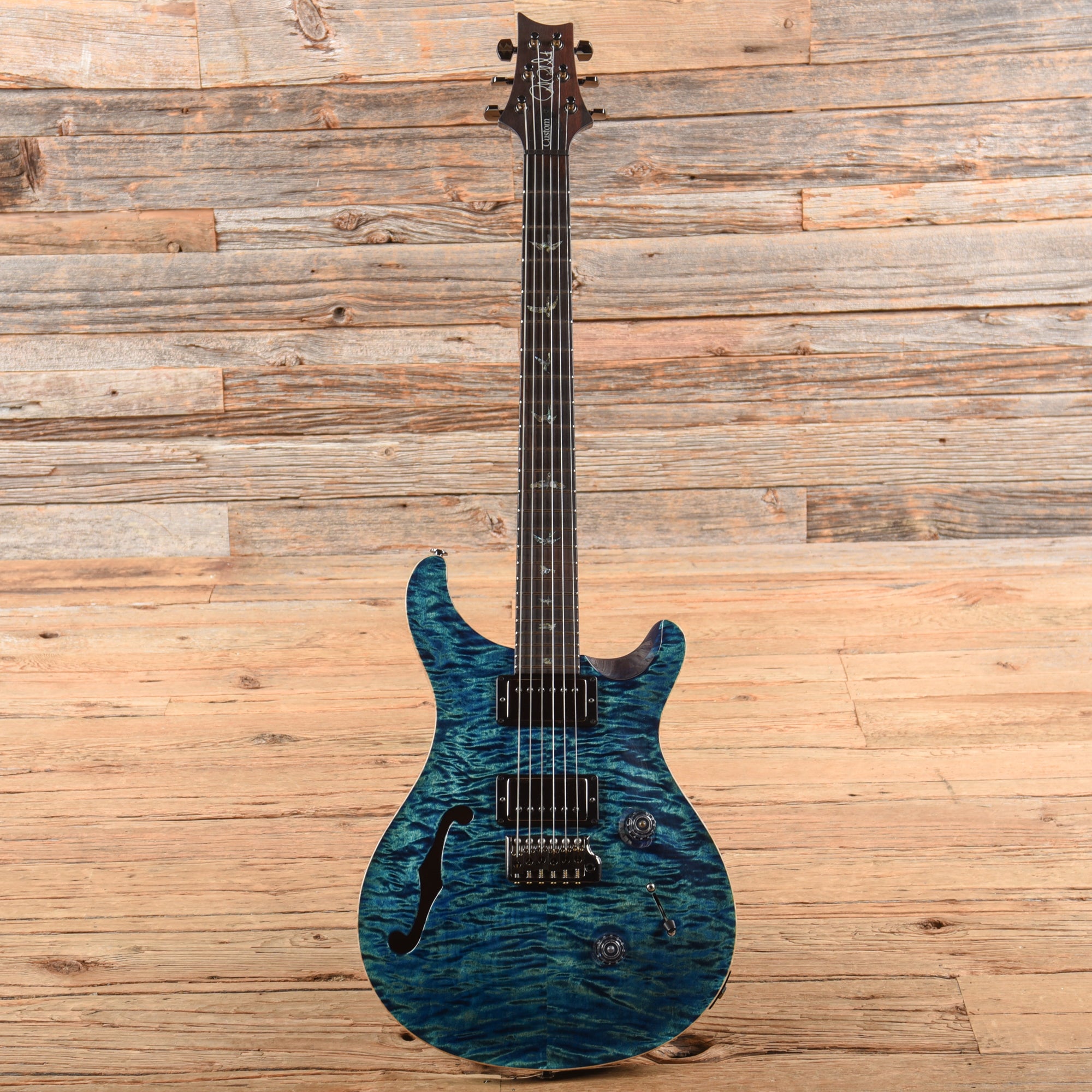PRS Wood Library Custom 24 Semi-Hollow w/Brazilian Rosewood Fretboard Faded Blue Jean 2020 Electric Guitars / Semi-Hollow
