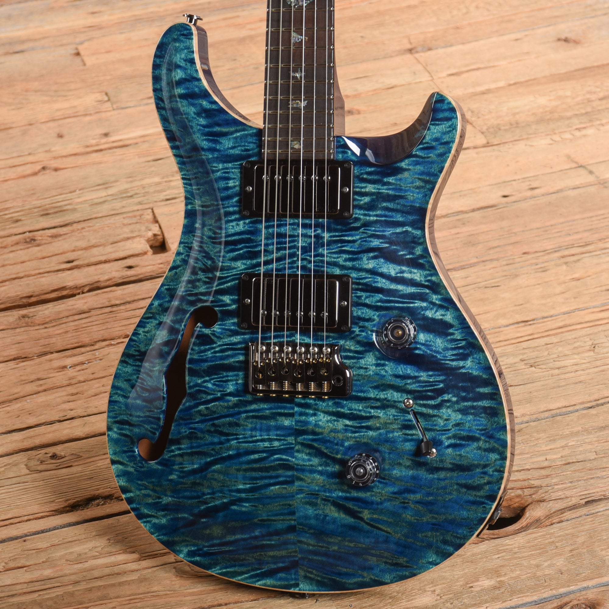 PRS Wood Library Custom 24 Semi-Hollow w/Brazilian Rosewood Fretboard Faded Blue Jean 2020 Electric Guitars / Semi-Hollow