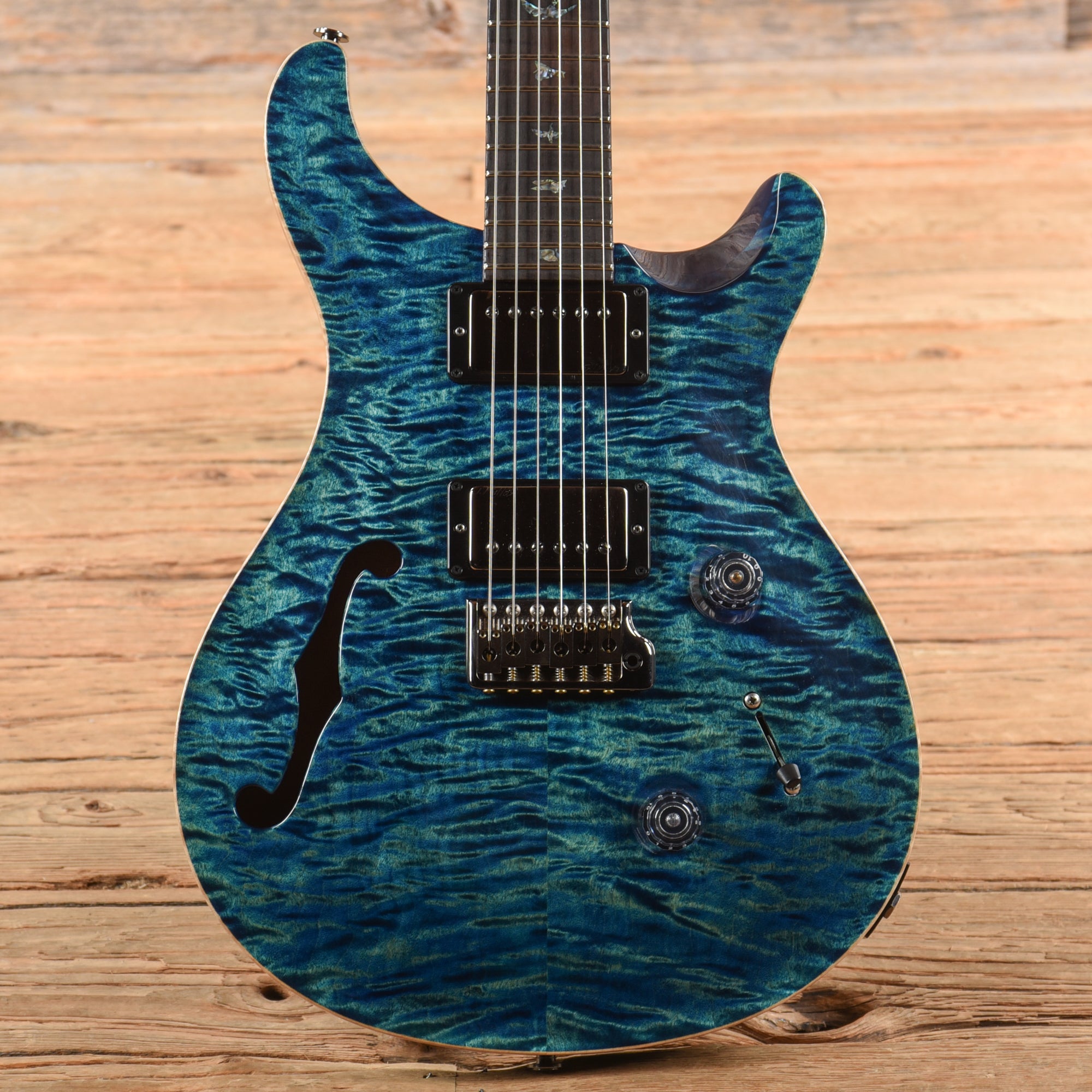 PRS Wood Library Custom 24 Semi-Hollow w/Brazilian Rosewood Fretboard Faded Blue Jean 2020 Electric Guitars / Semi-Hollow