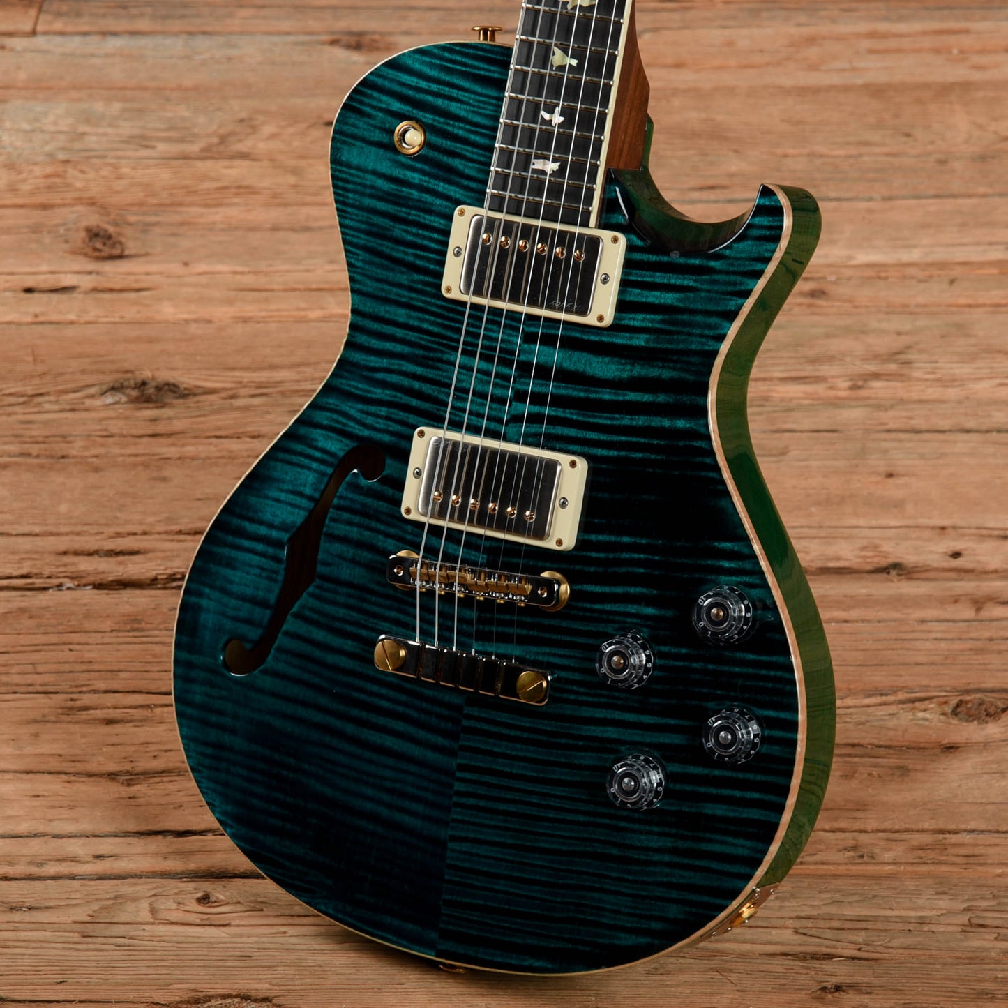 PRS Wood Library McCarty 594 Singlecut Semi-Hollow Flame Blue Green Top/Back w/Ebony Fingerboard & Rosewood Neck 2022 Electric Guitars / Semi-Hollow