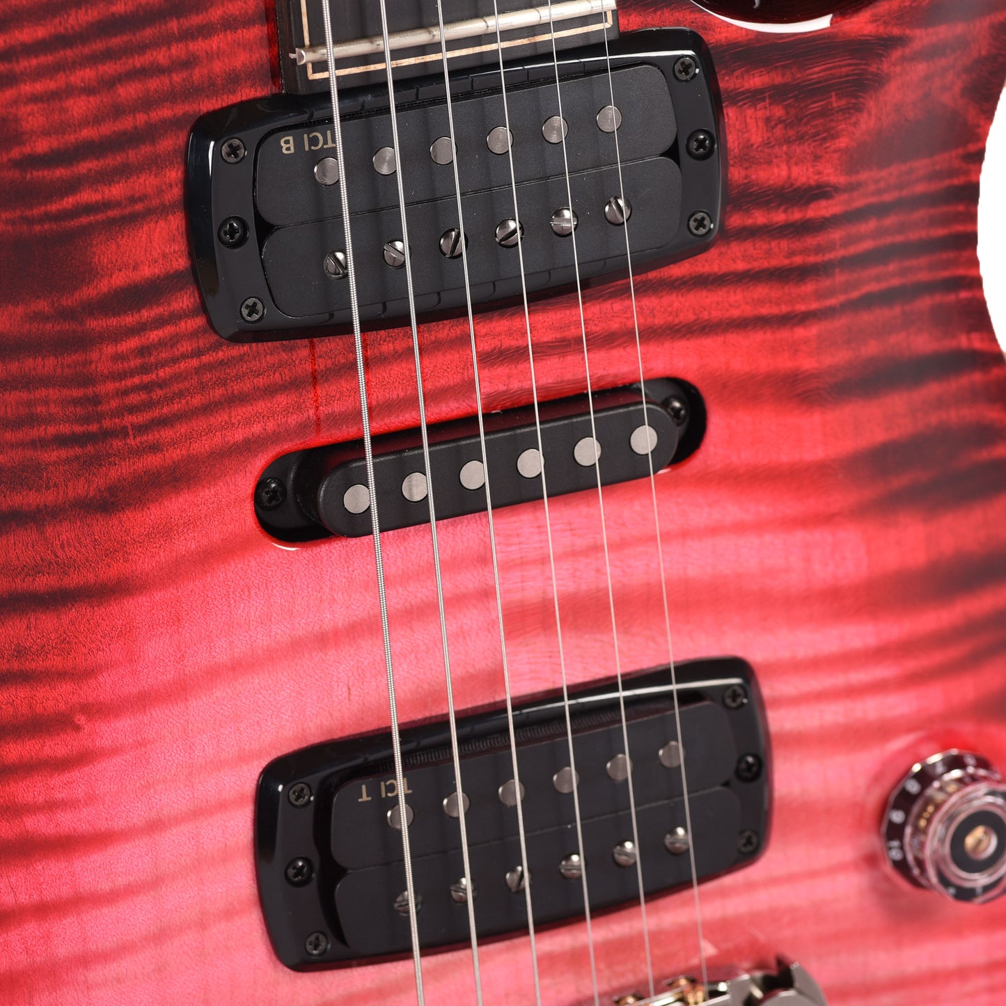 PRS Private Stock #12224 Modern Eagle V Curly Maple/Swamp Ash Blood Red Glow w/Black Wash Back & Bats in Flight Inlay Electric Guitars / Solid Body