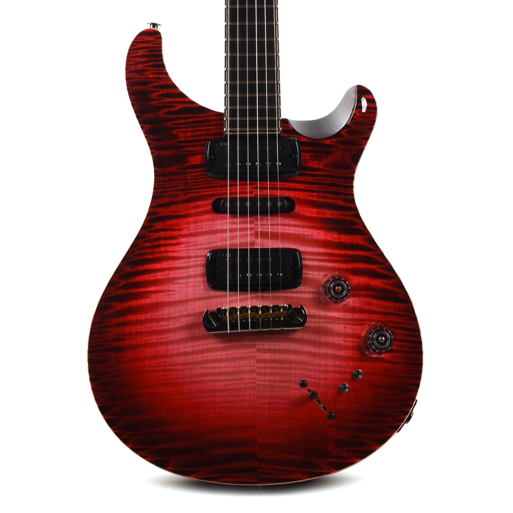 PRS Private Stock #12224 Modern Eagle V Curly Maple/Swamp Ash Blood Red Glow w/Black Wash Back & Bats in Flight Inlay Electric Guitars / Solid Body
