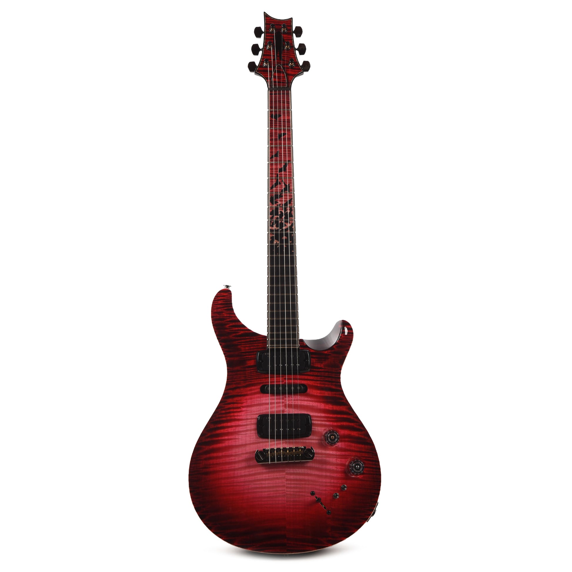 PRS Private Stock #12224 Modern Eagle V Curly Maple/Swamp Ash Blood Red Glow w/Black Wash Back & Bats in Flight Inlay Electric Guitars / Solid Body