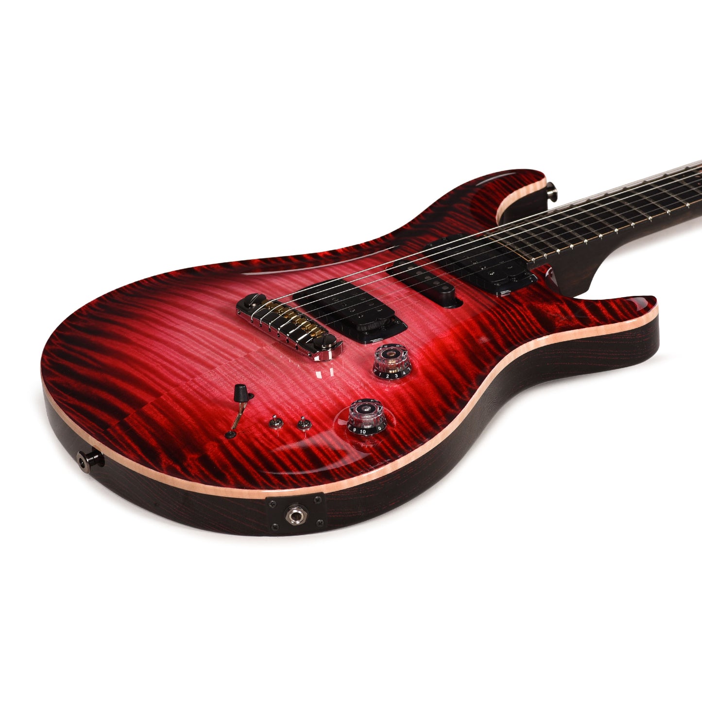 PRS Private Stock #12224 Modern Eagle V Curly Maple/Swamp Ash Blood Red Glow w/Black Wash Back & Bats in Flight Inlay Electric Guitars / Solid Body