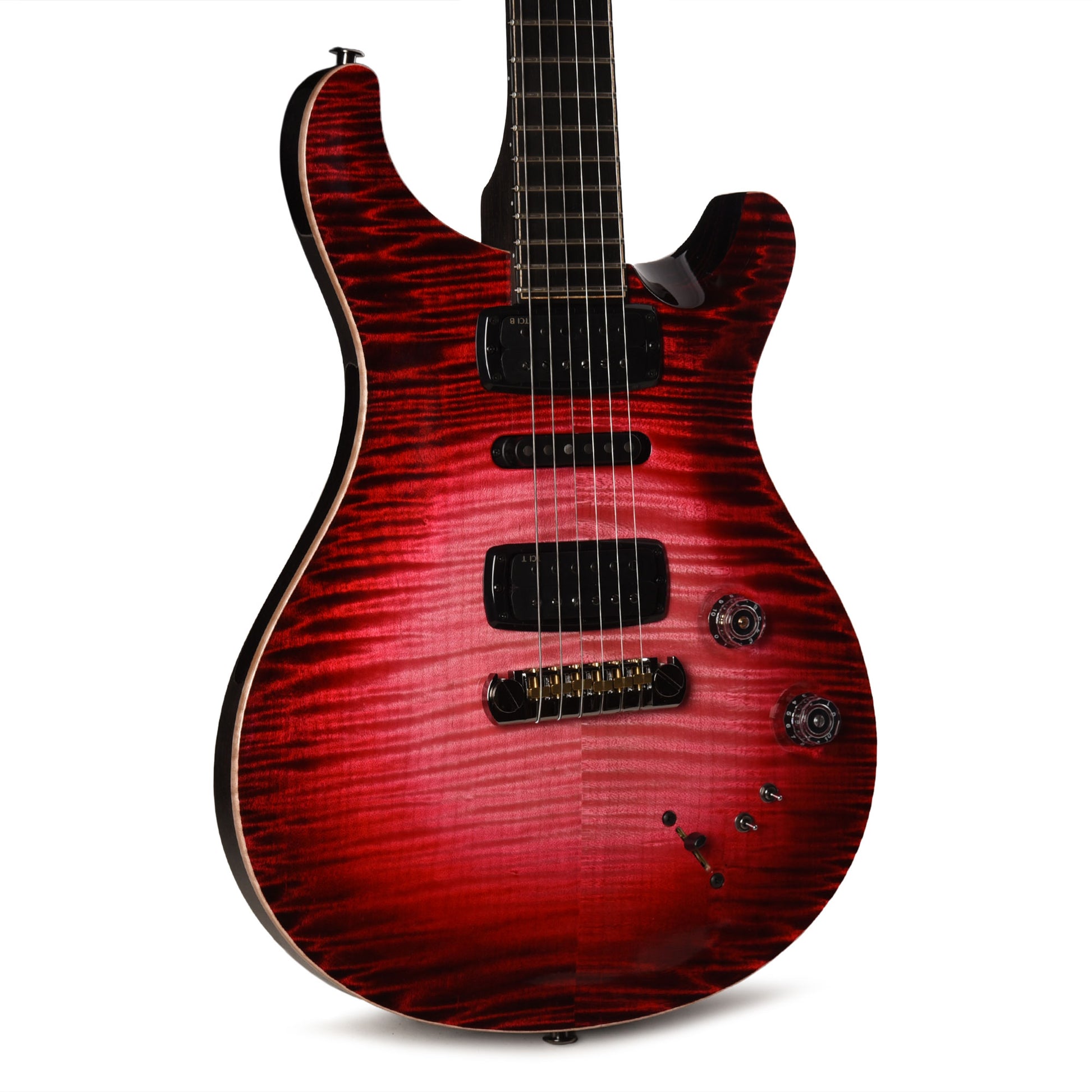 PRS Private Stock #12224 Modern Eagle V Curly Maple/Swamp Ash Blood Red Glow w/Black Wash Back & Bats in Flight Inlay Electric Guitars / Solid Body