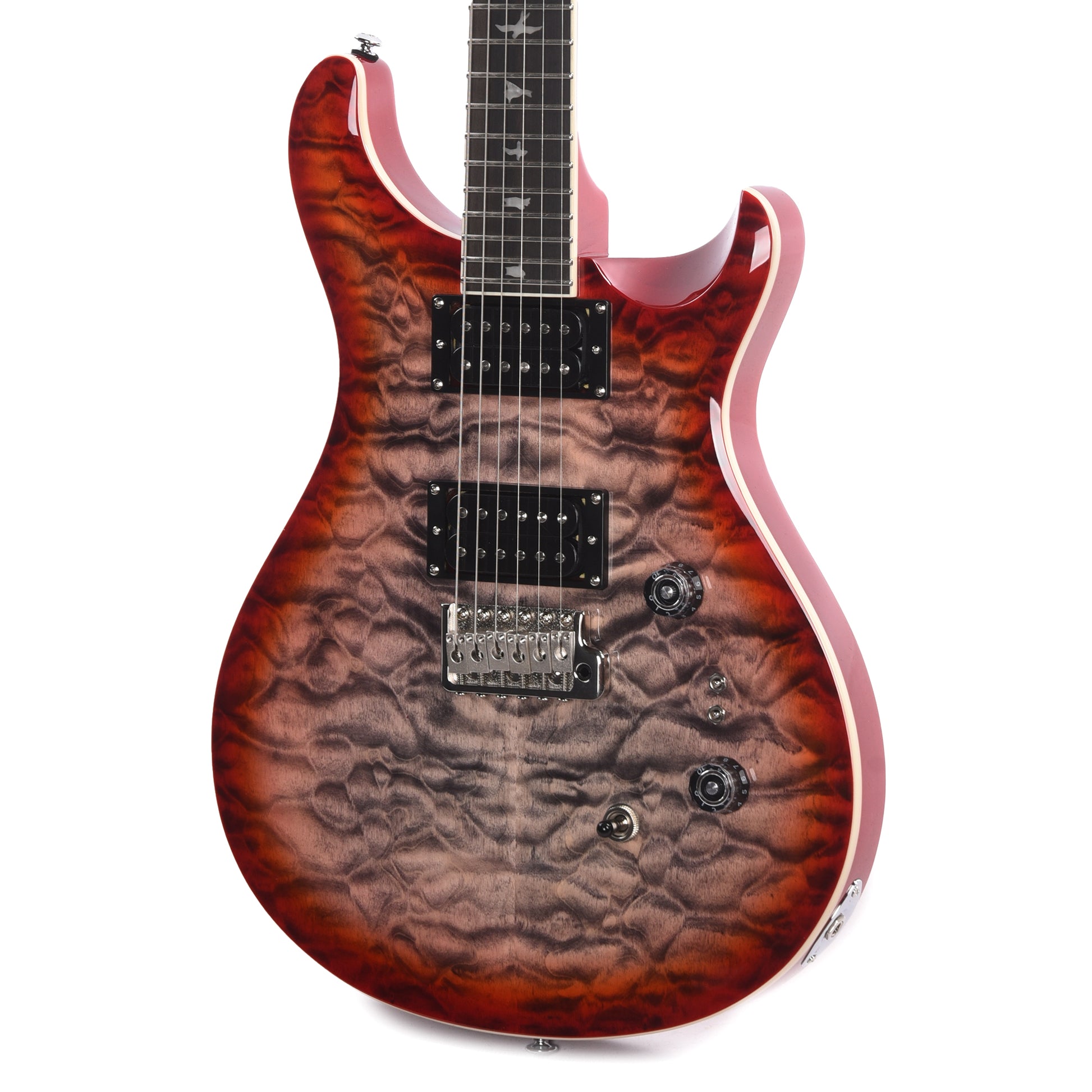 PRS SE Custom 24-08 Quilt Charcoal Cherry Burst Electric Guitars / Solid Body