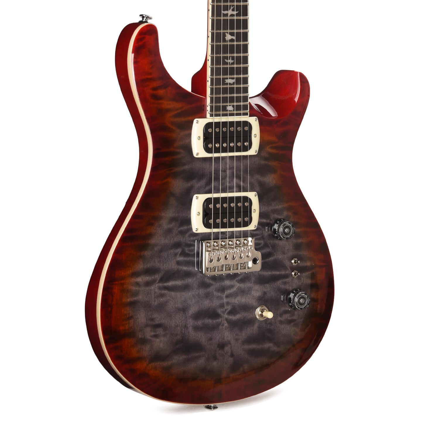 PRS SE Custom 24-08 Quilt Charcoal Cherry Burst Electric Guitars / Solid Body