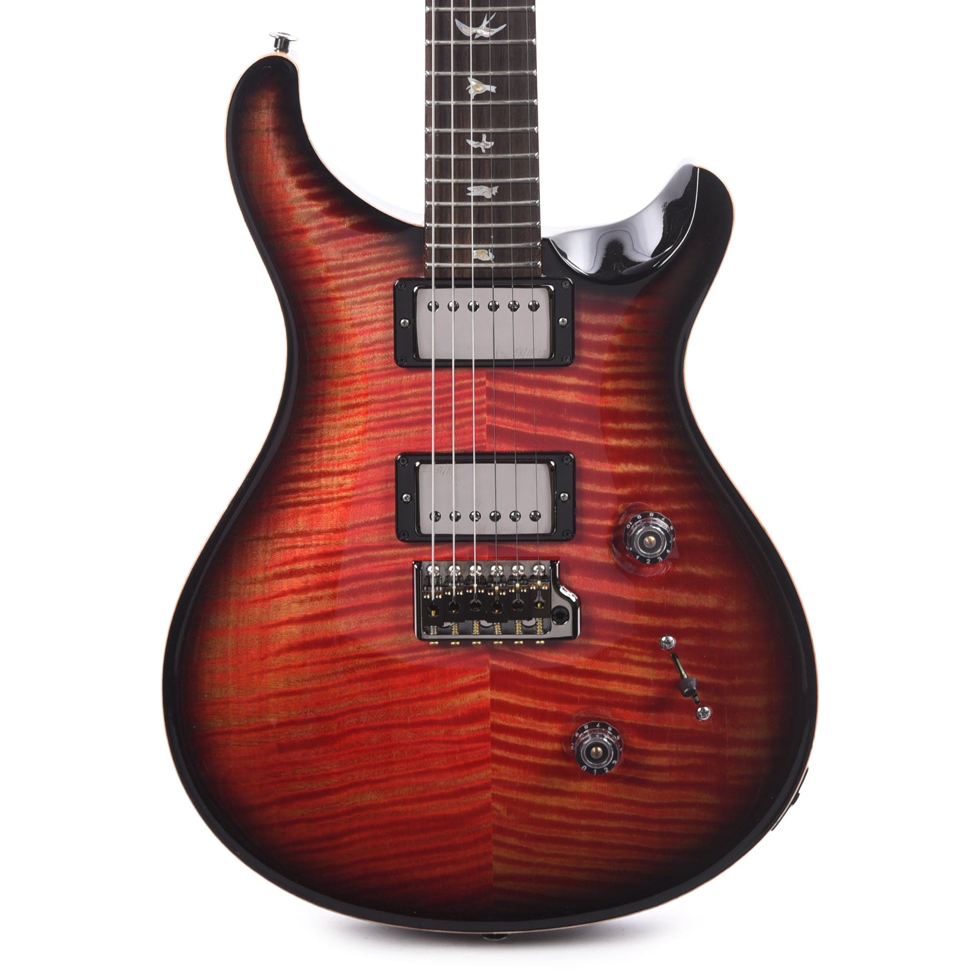 PRS Wood Library Custom 24 10-Top Flame Blood Orange Smokeburst w/Ziricote Fingerboard & Smoked Black Hardware Electric Guitars / Solid Body