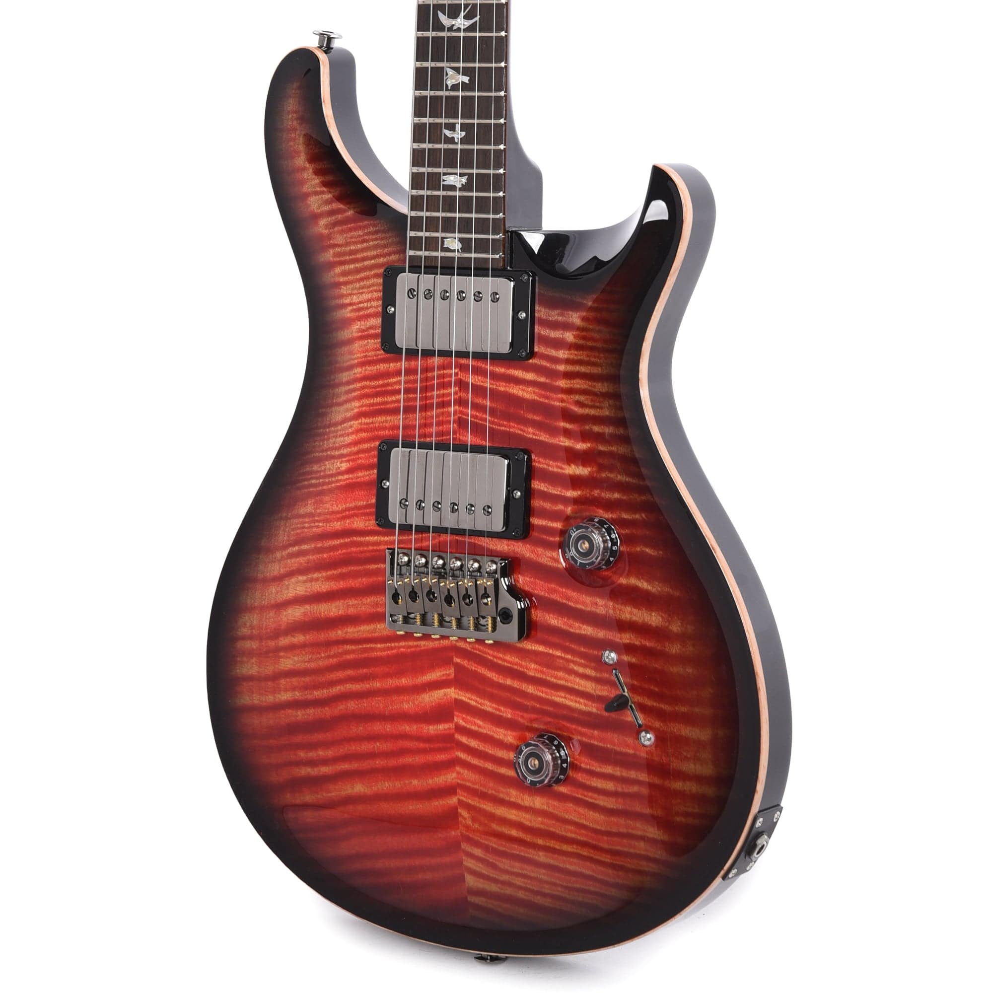 PRS Wood Library Custom 24 10-Top Flame Blood Orange Smokeburst w/Ziricote Fingerboard & Smoked Black Hardware Electric Guitars / Solid Body