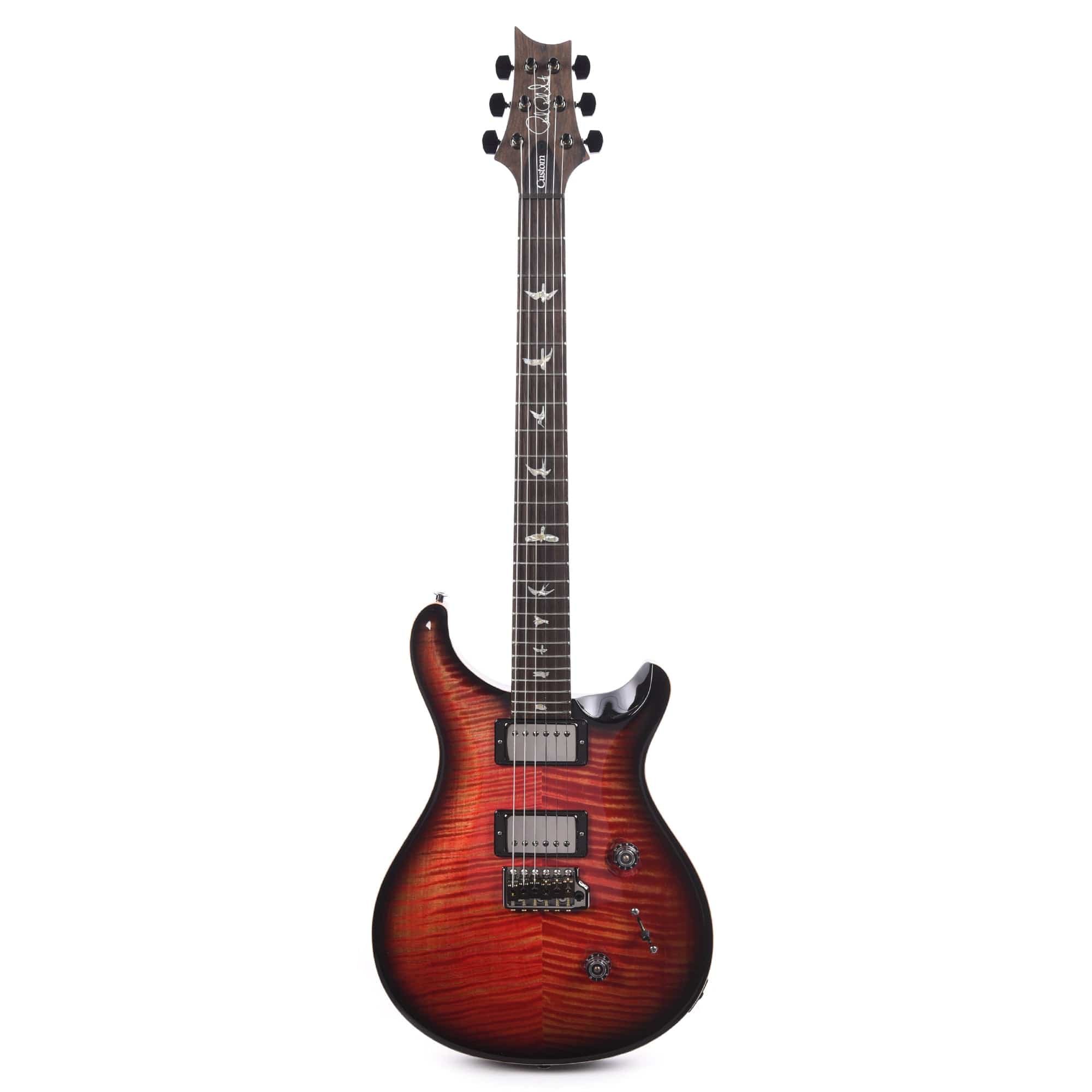 PRS Wood Library Custom 24 10-Top Flame Blood Orange Smokeburst w/Ziricote Fingerboard & Smoked Black Hardware Electric Guitars / Solid Body